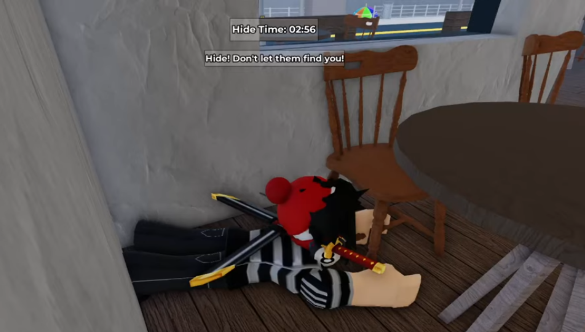 Try not to move or make noise when you hide (Image via Shooter Active | Roblox)