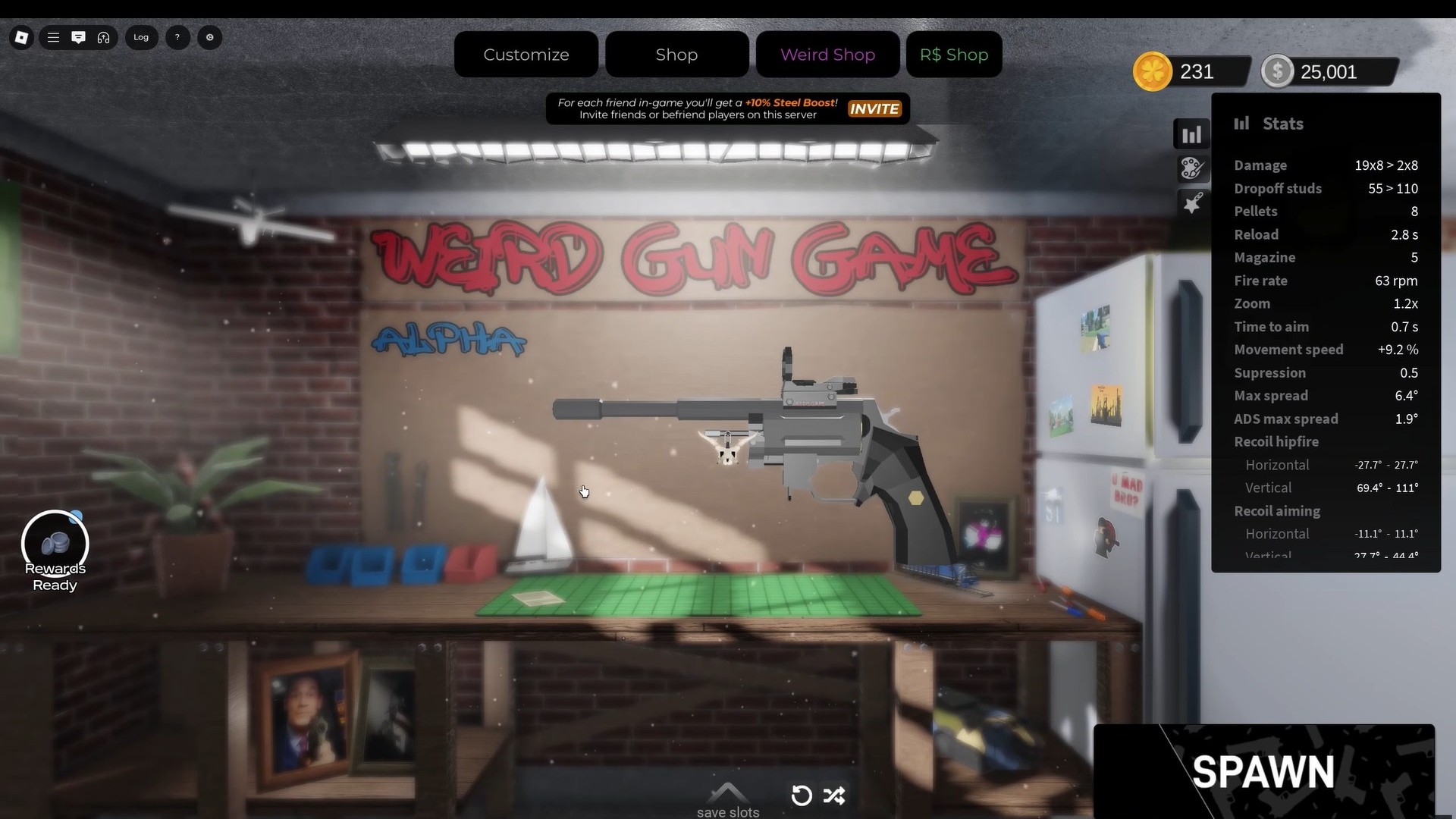 Building the best pistol in the Weird Gun Game (Image via Roblox)