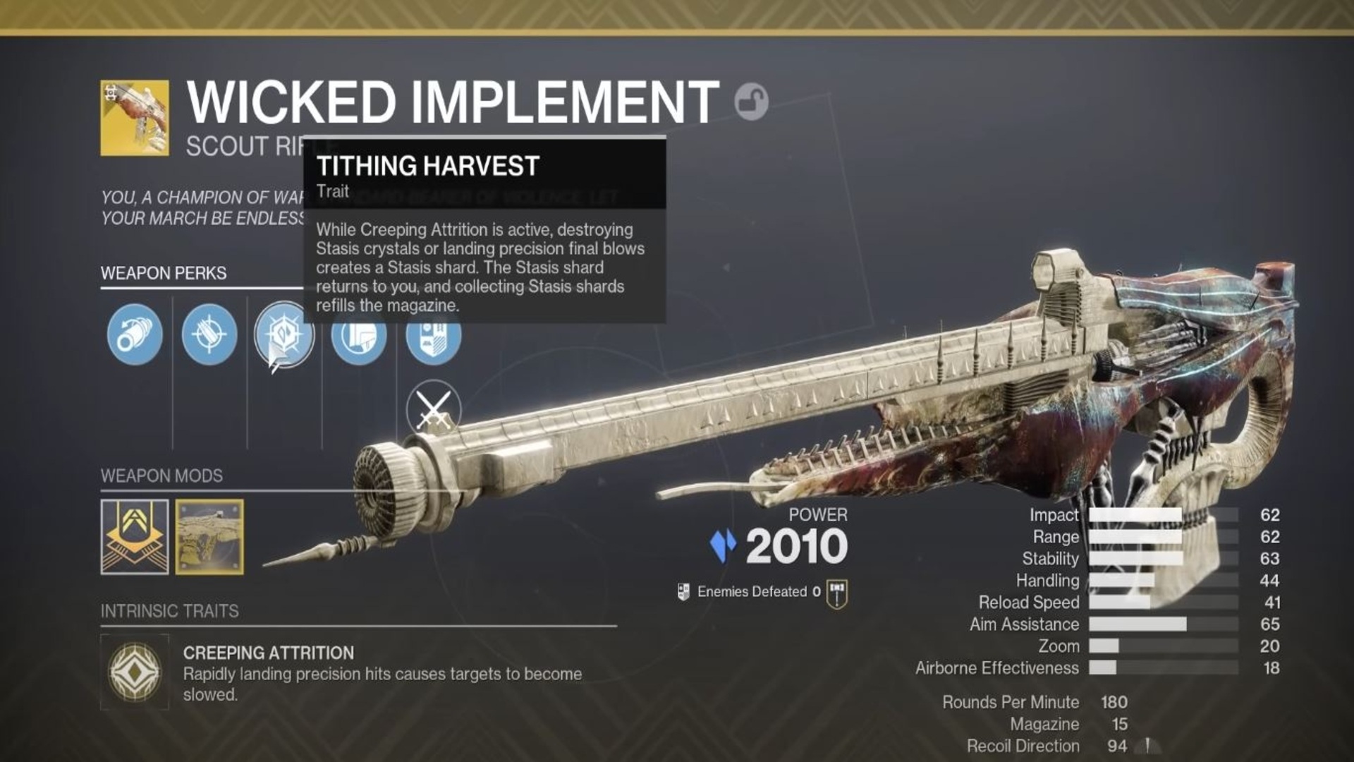A must-have for PvE battles - Wicked Implement (Image via Bungie)