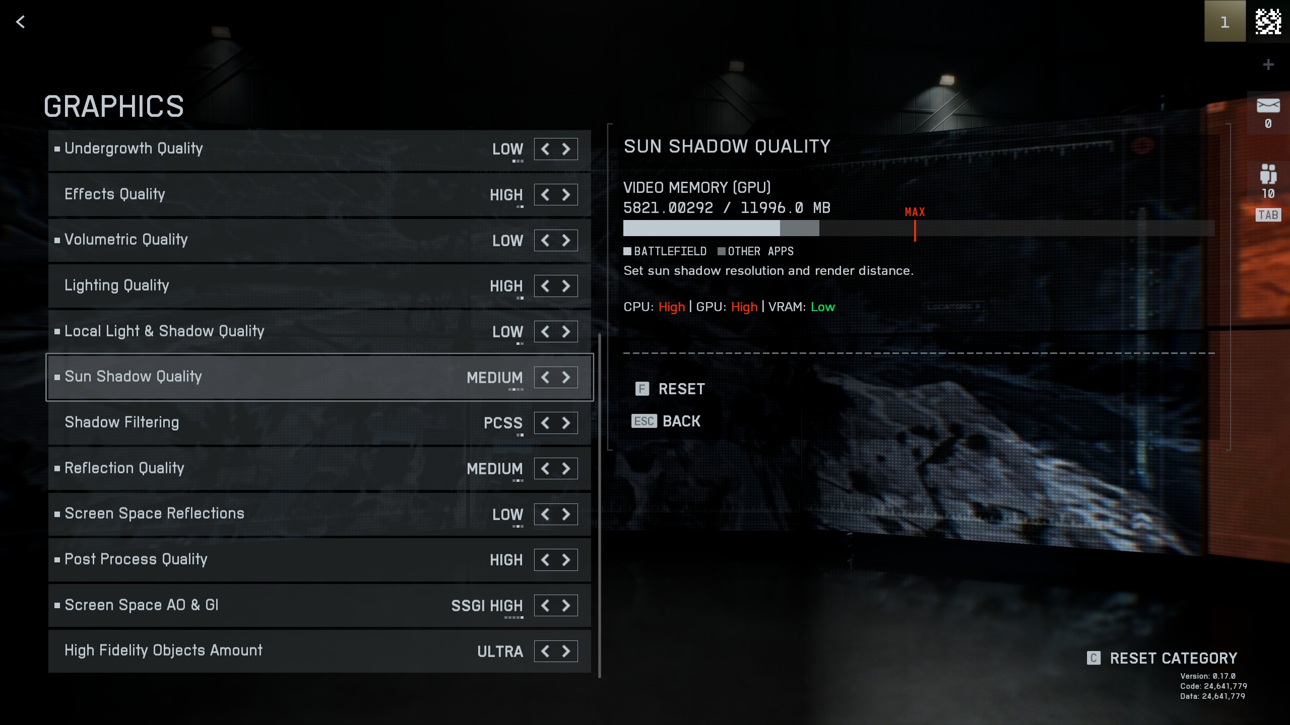 Picture of Battlefield 6 graphics settings page