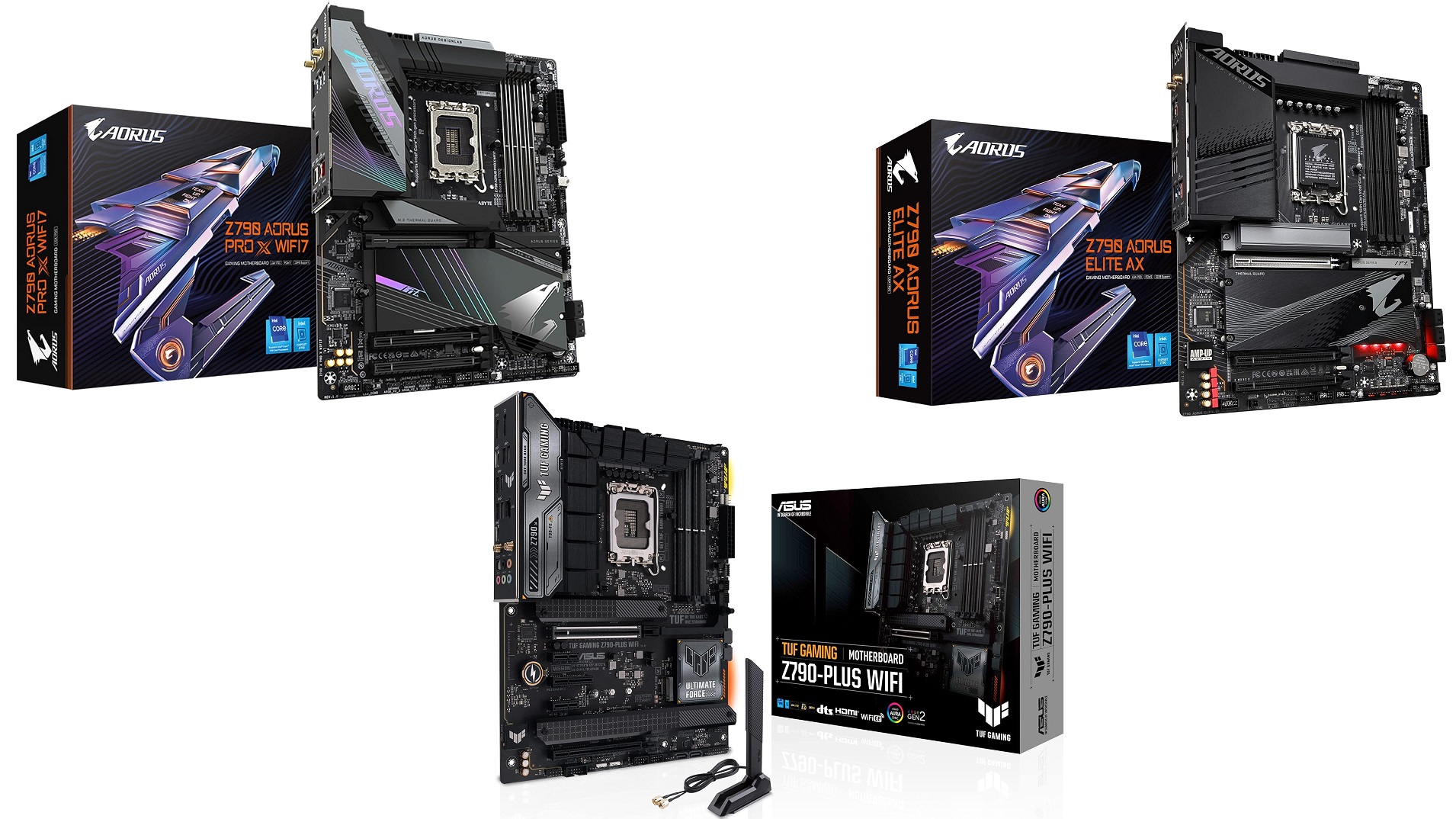 Picture of a collection of Intel motherboard