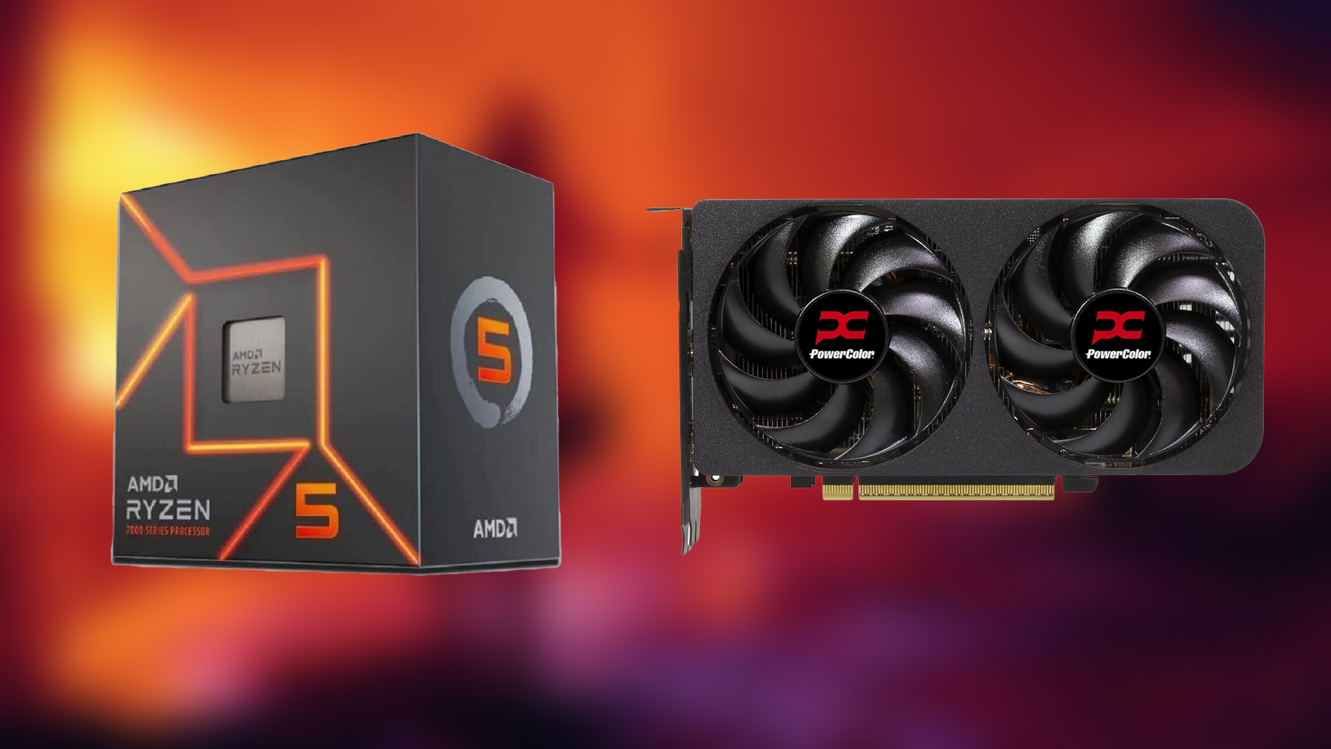 An image showing the 7600 and RX 9060 XT build