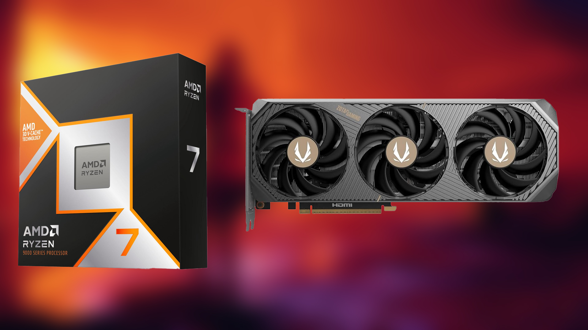 An image showing the 9800 X3D and 5070 Super CPU-GPU Combo (Image via Intel | Gigabyte)