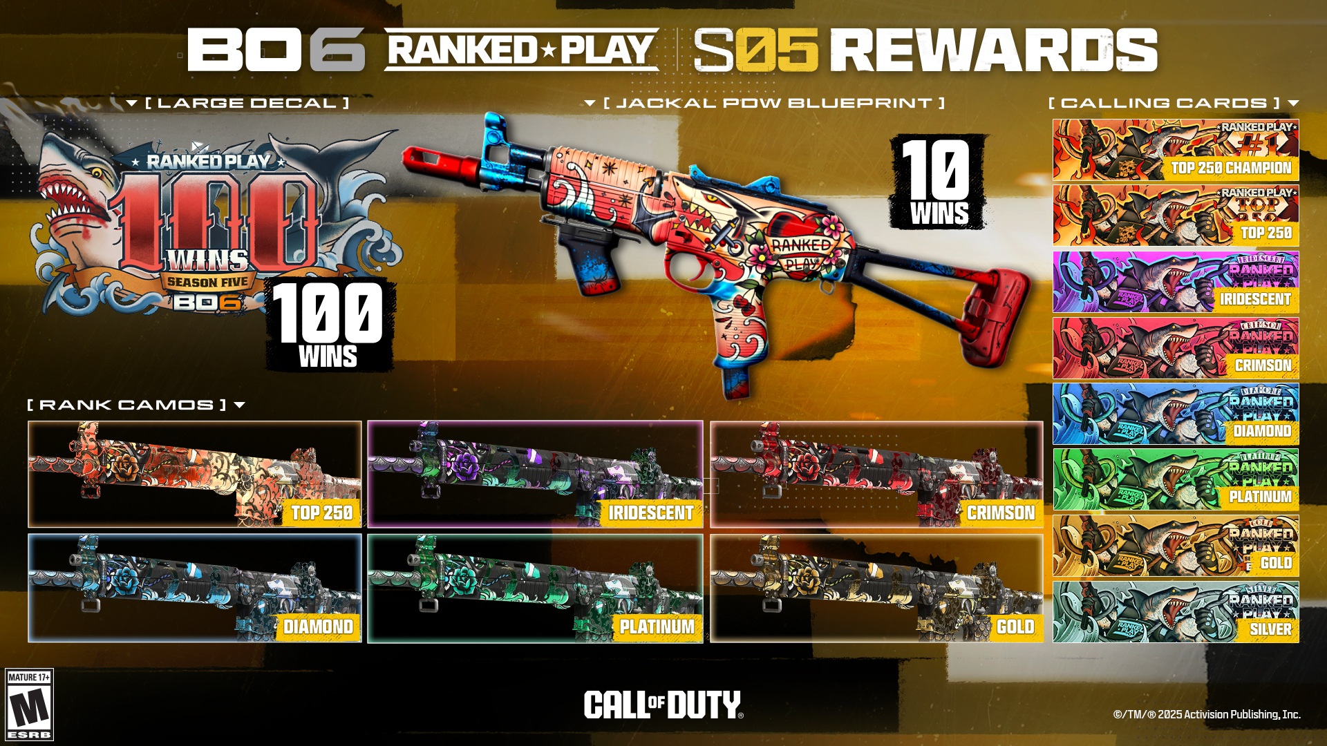 All Black Ops 6 Ranked Play rewards in Season 5