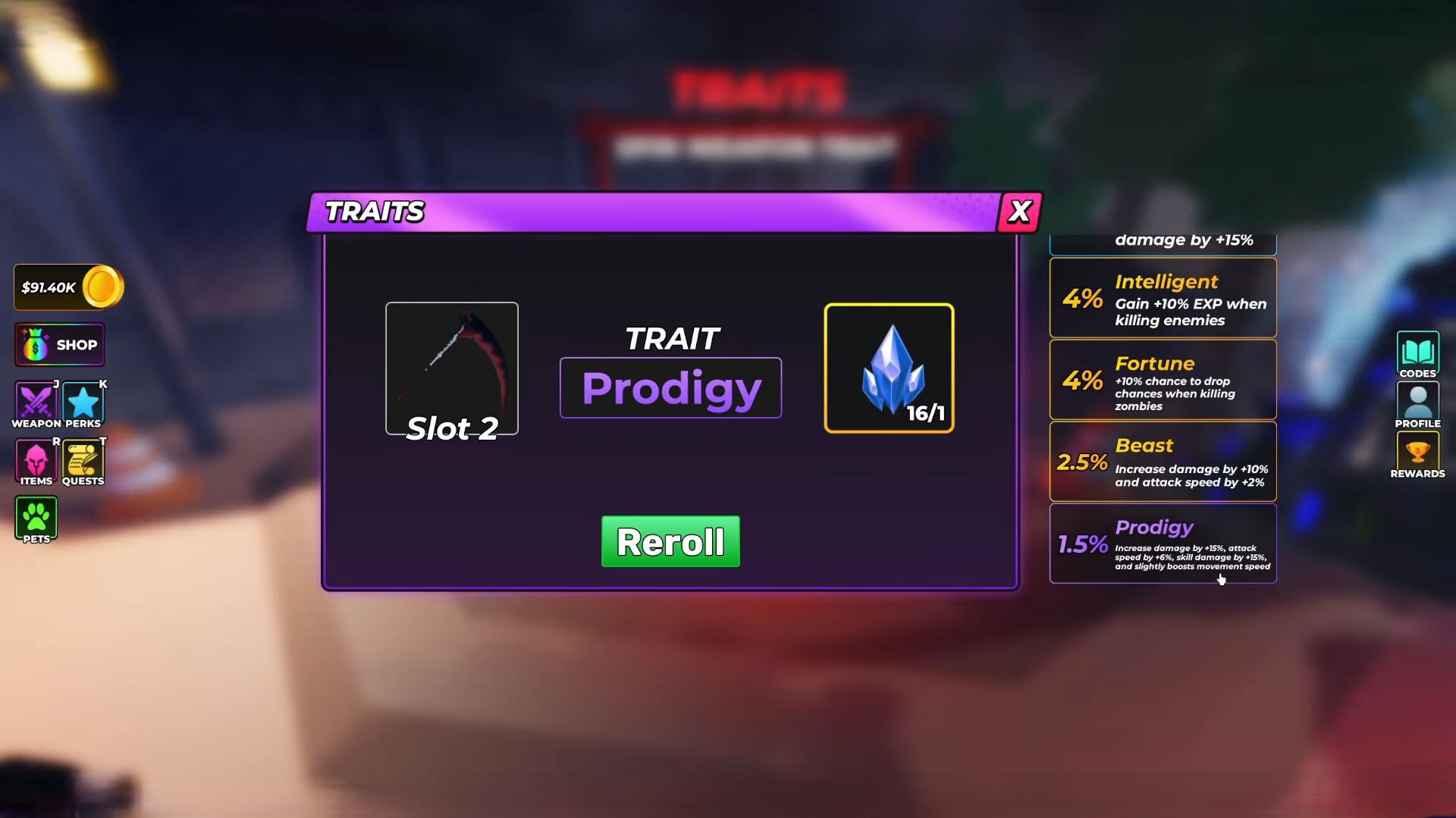 Best traits and weapons (Image via Roblox Corporation)