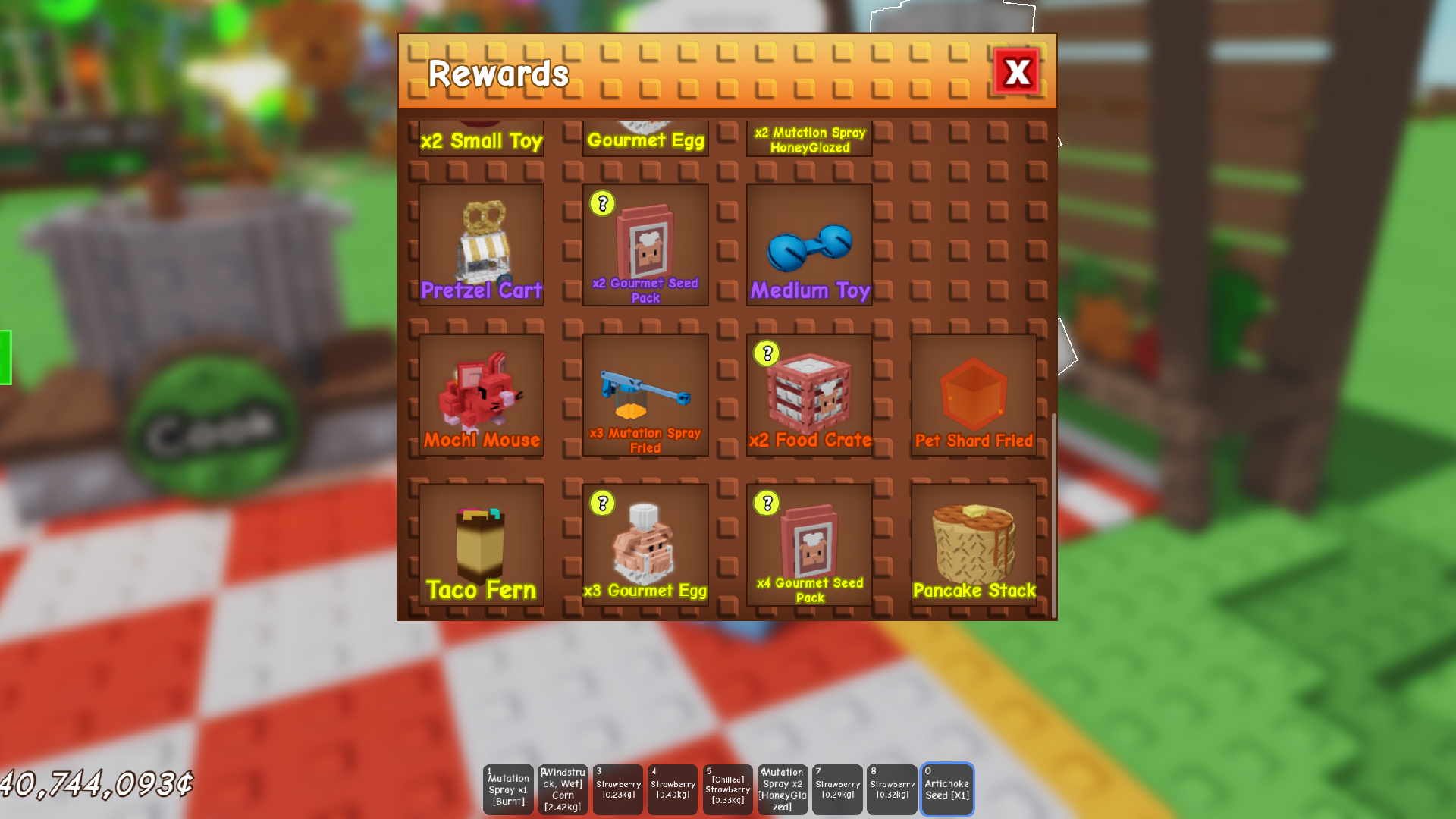 Cooking Rewards (Image via Roblox Corporation)