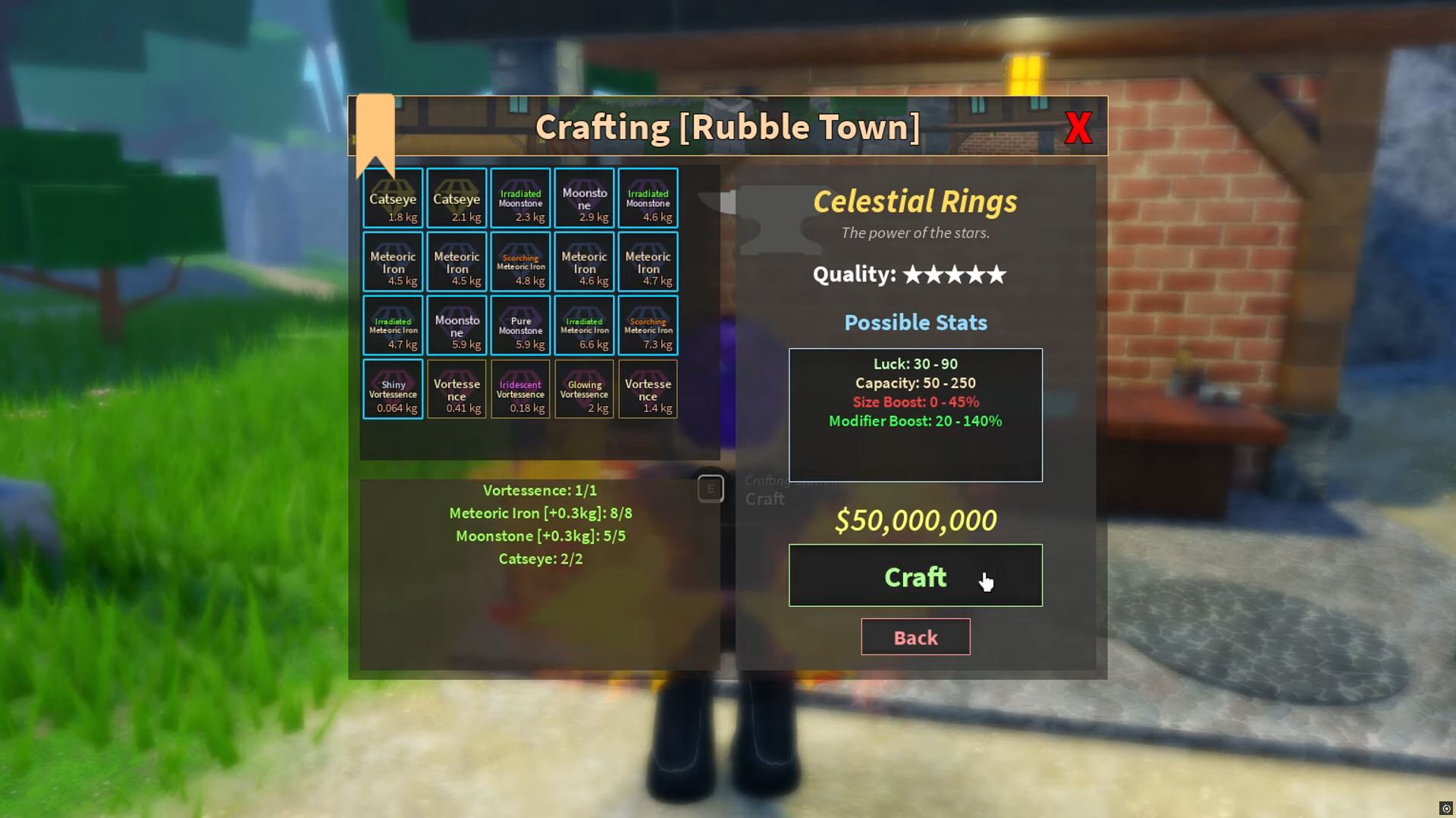 Crafting Celestial Rings (Image via Roblox)