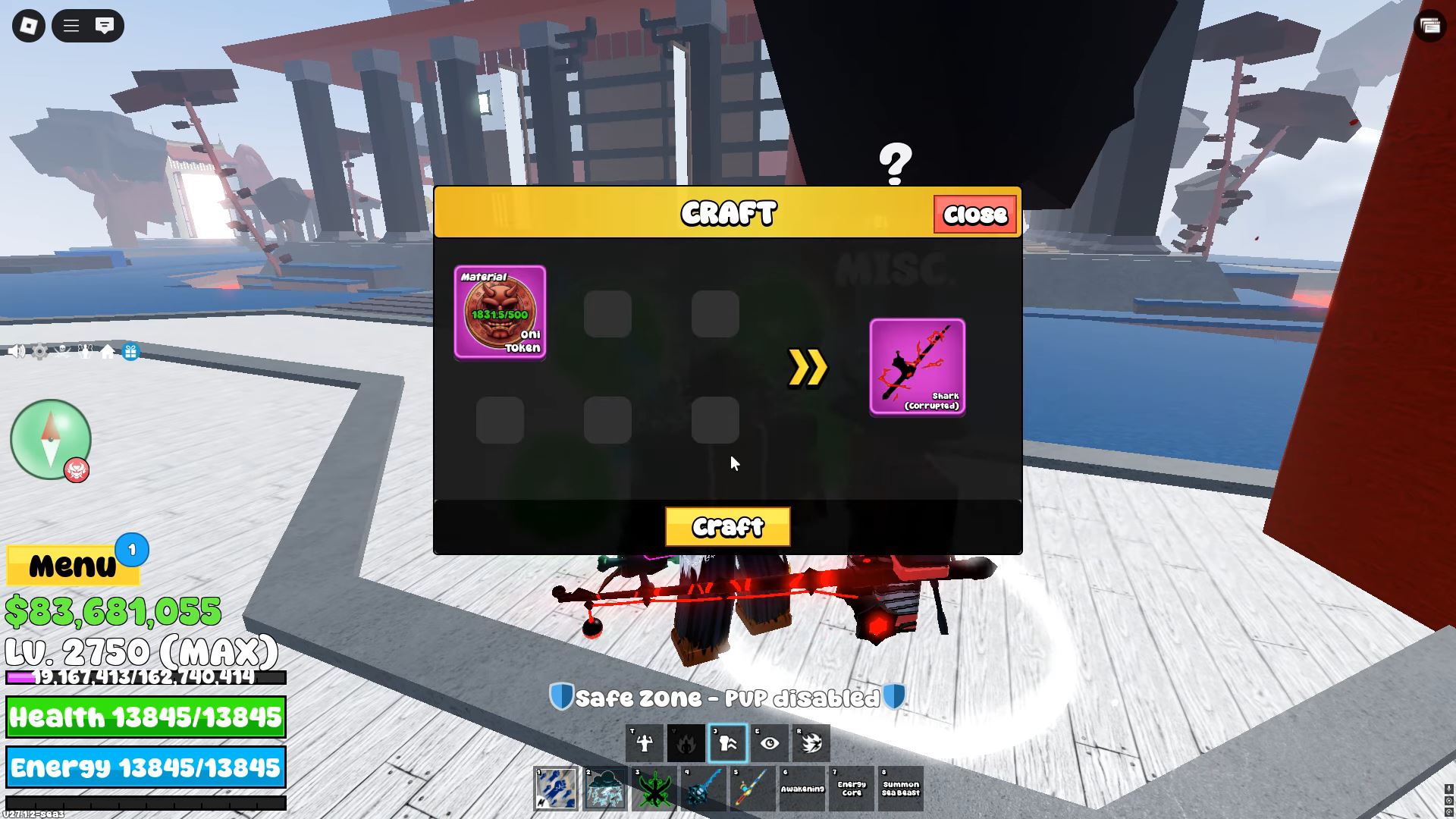 Crafting Shark Corrupted Rod (Image via Roblox Corporation)
