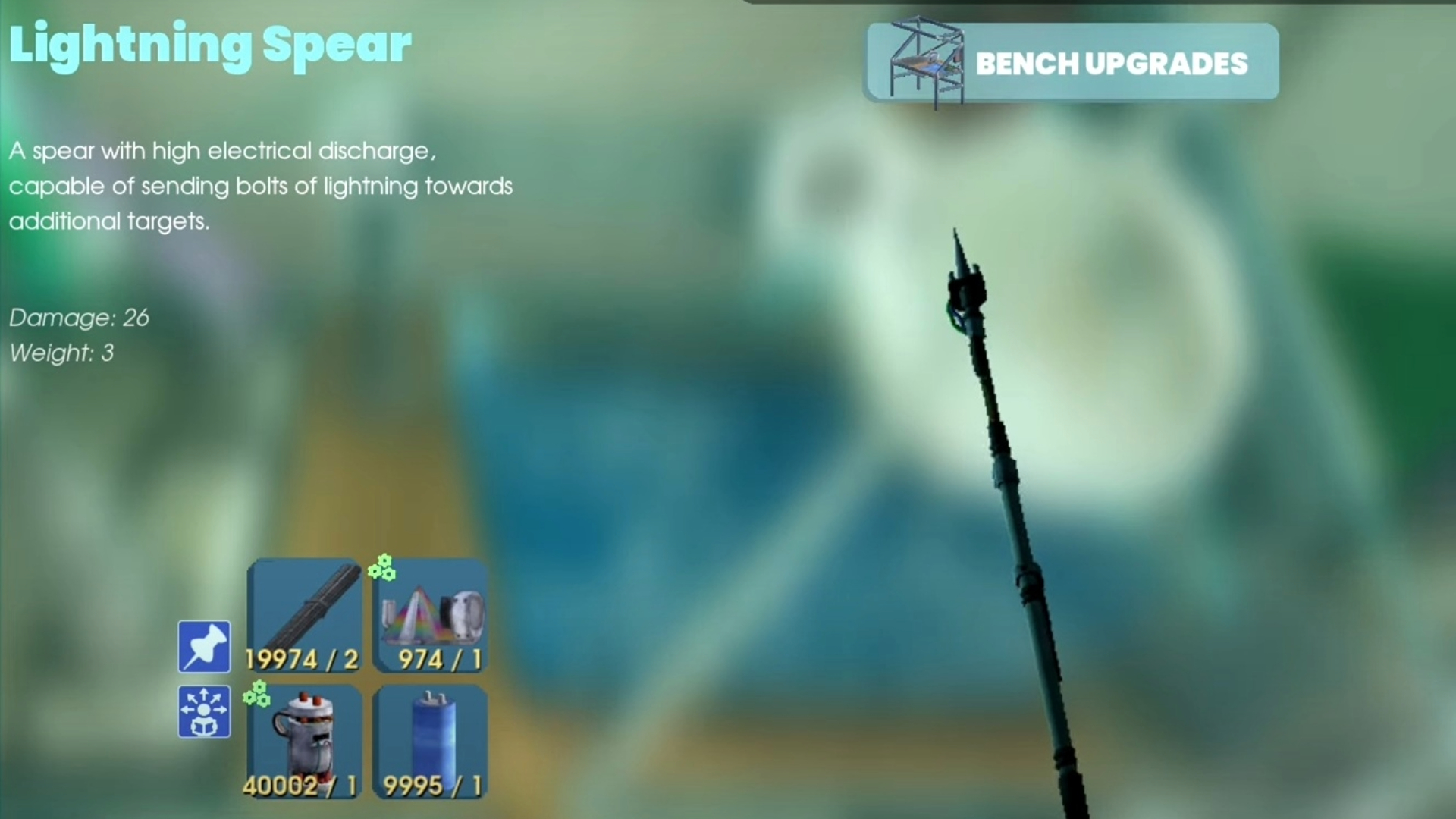 Crafting recipe for the Lightning Spear