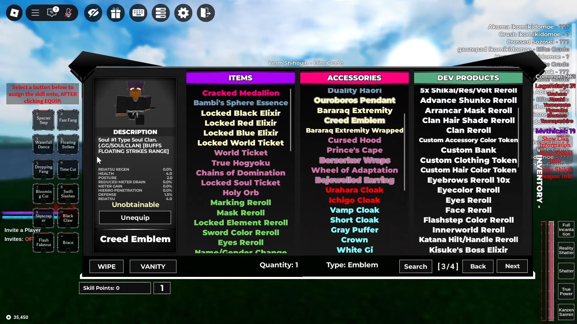 Creed Emblem in Type Soul (Image via Roblox Corporation)