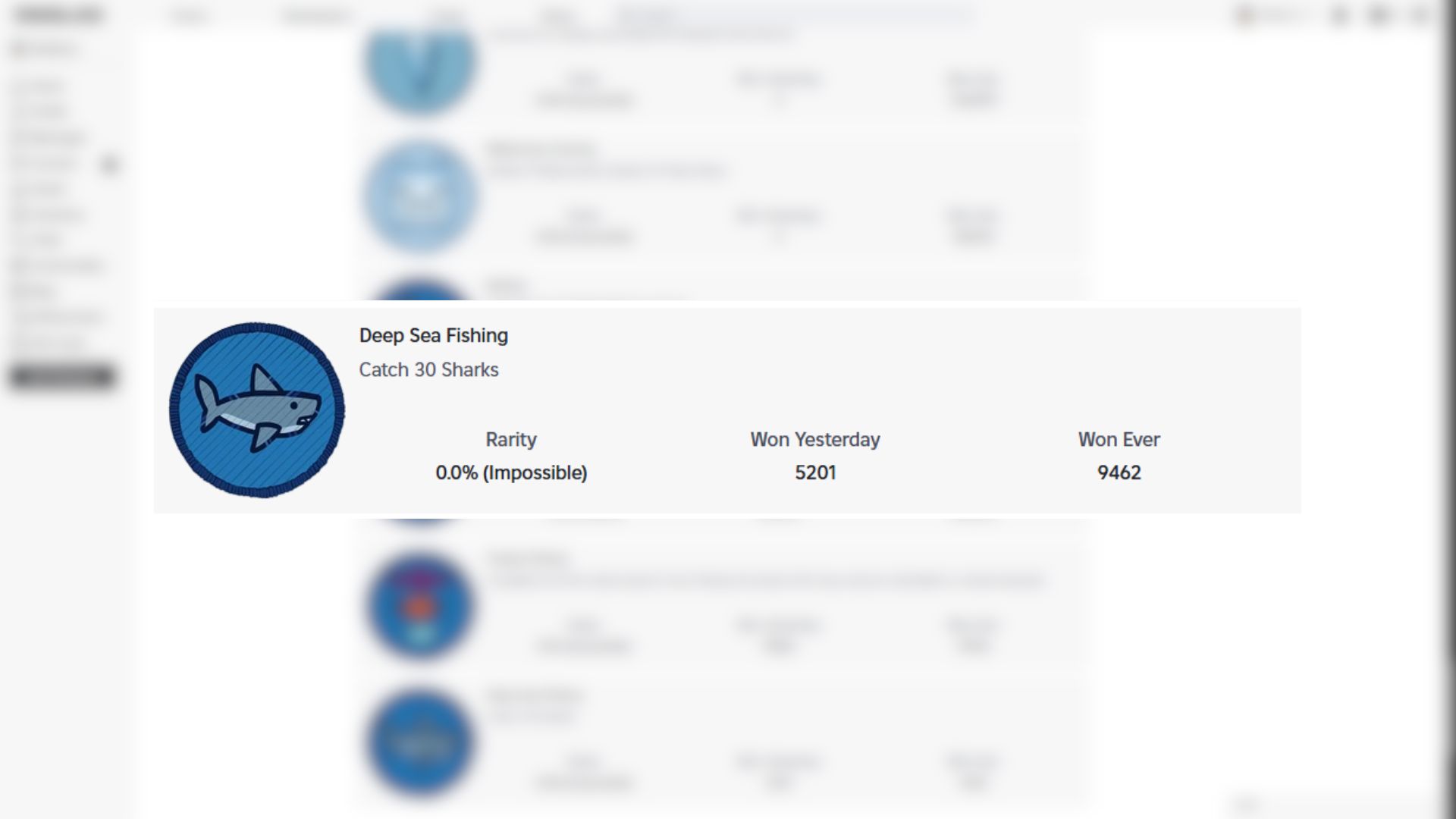 Deep Sea Fishing Badge in 99 Nights in the Forest (Image via Roblox)