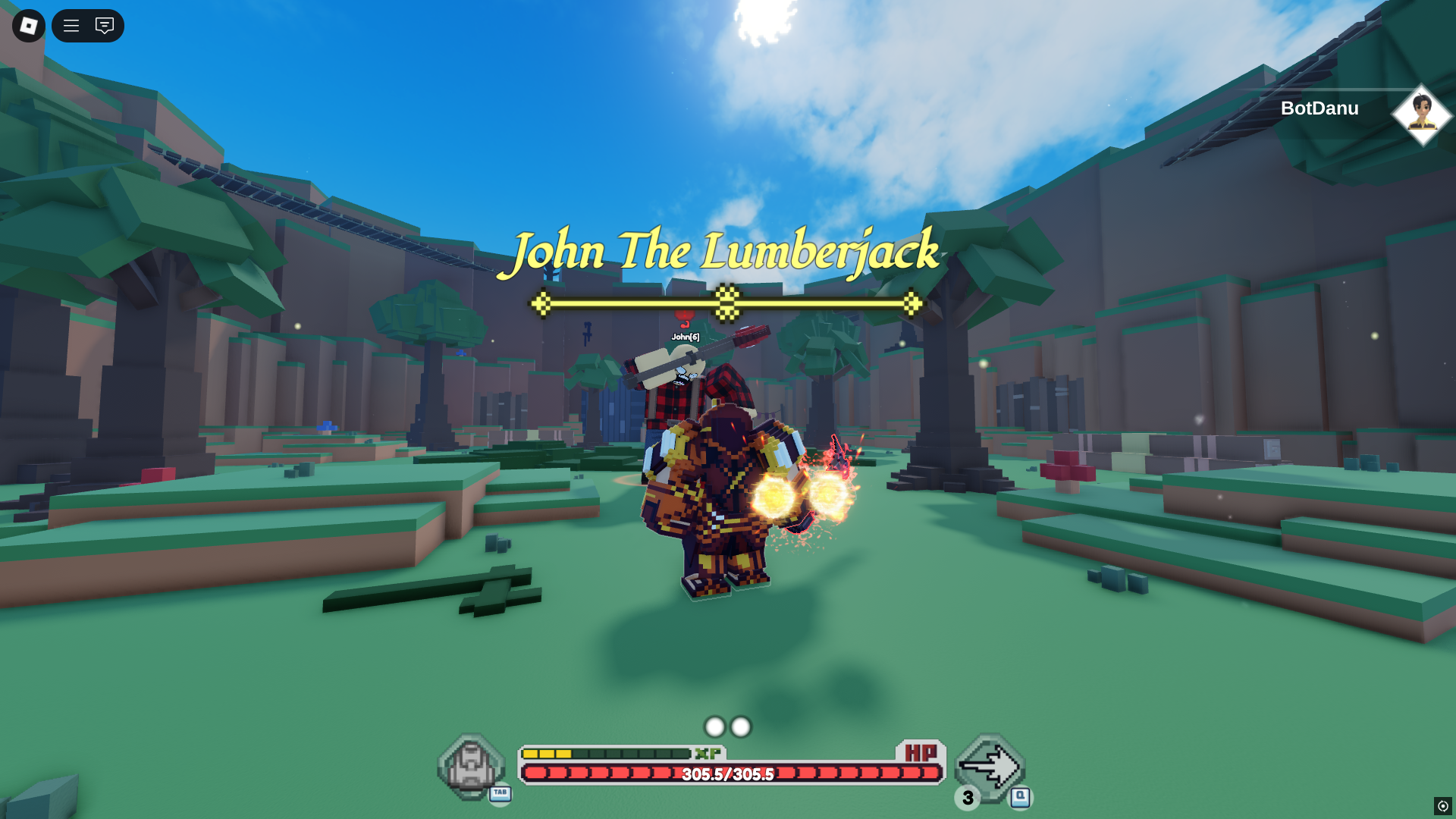 John The Lumberjack in Pixel Blade (Image via Roblox)