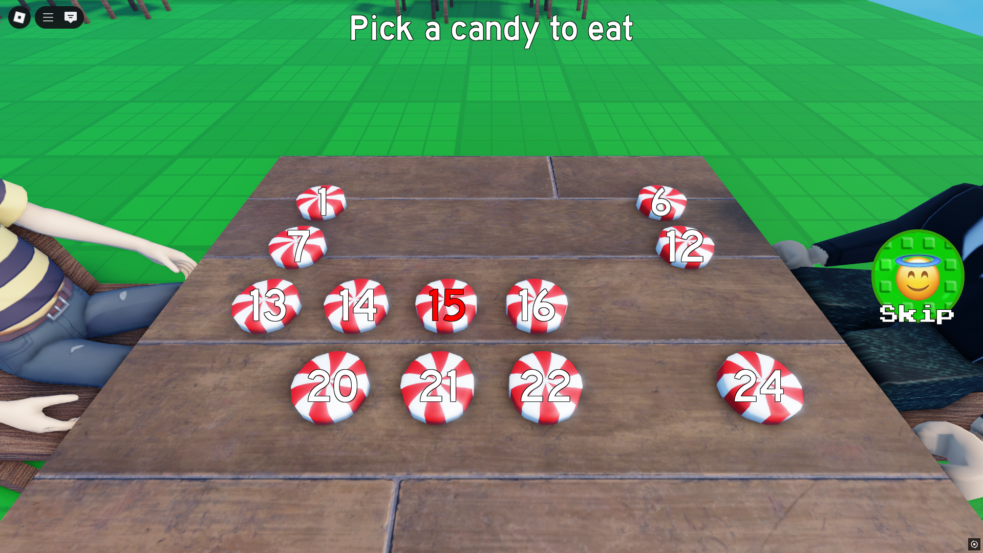 Picking a candy to eat (Image via Roblox)