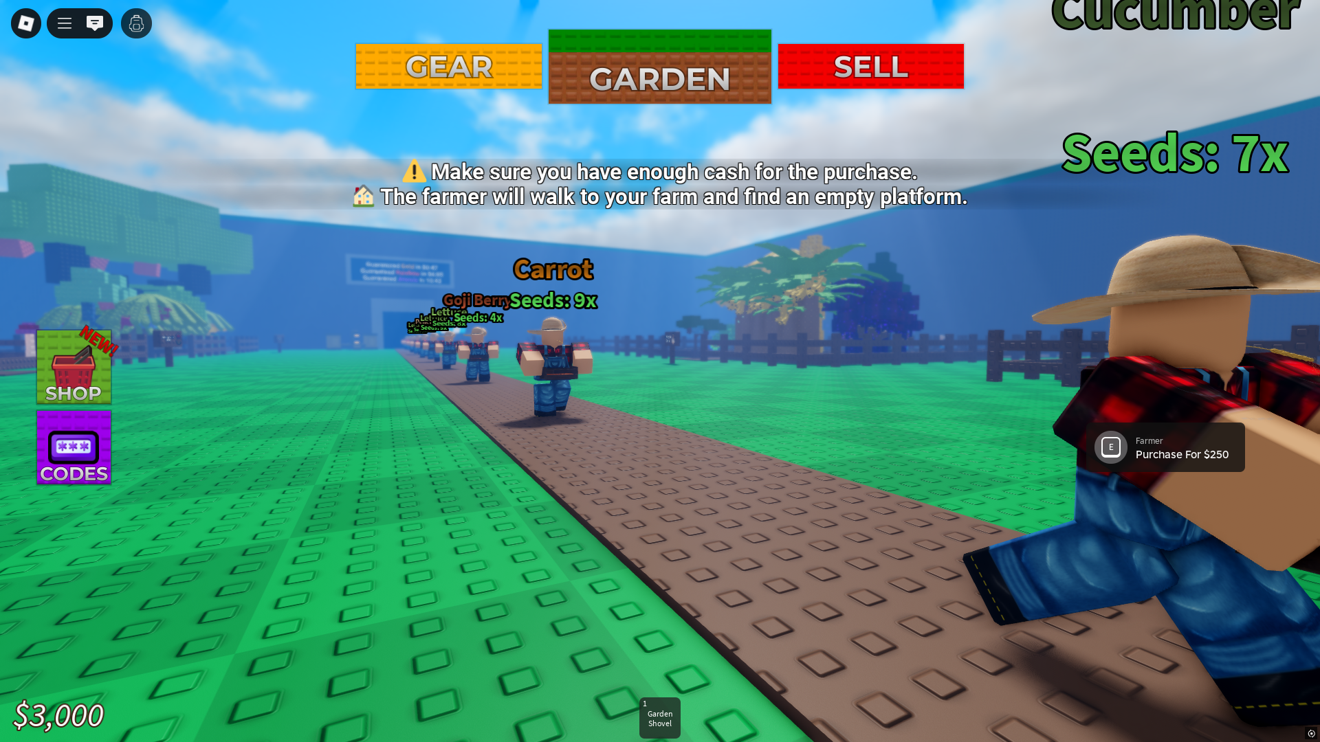 Snatching seeds (Image via Roblox)