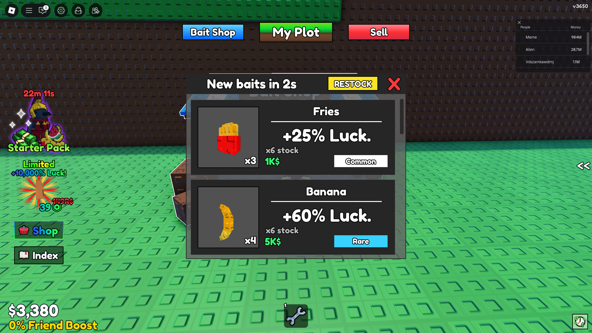 Buying new baits (Image via Roblox Corporation)