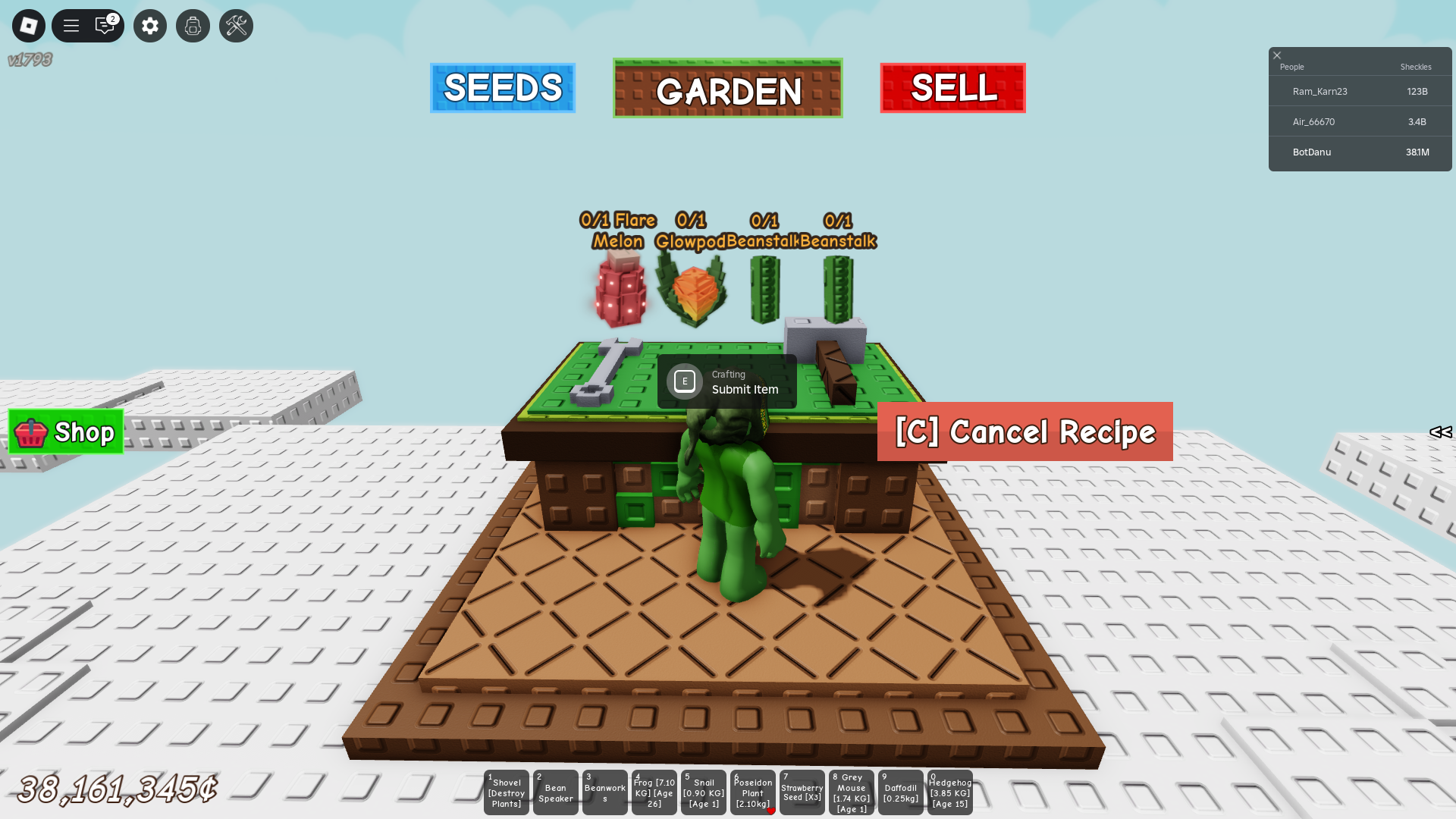 Crafting Willowberry (Image via Roblox Corporation)