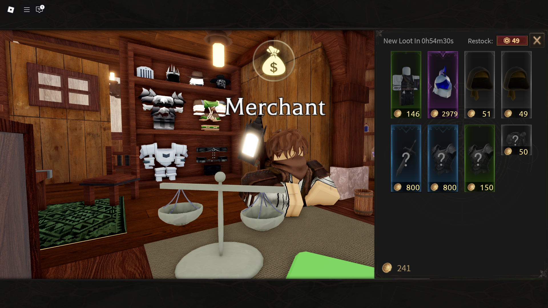 Buying goods from merchant (Image via Roblox Corporation)