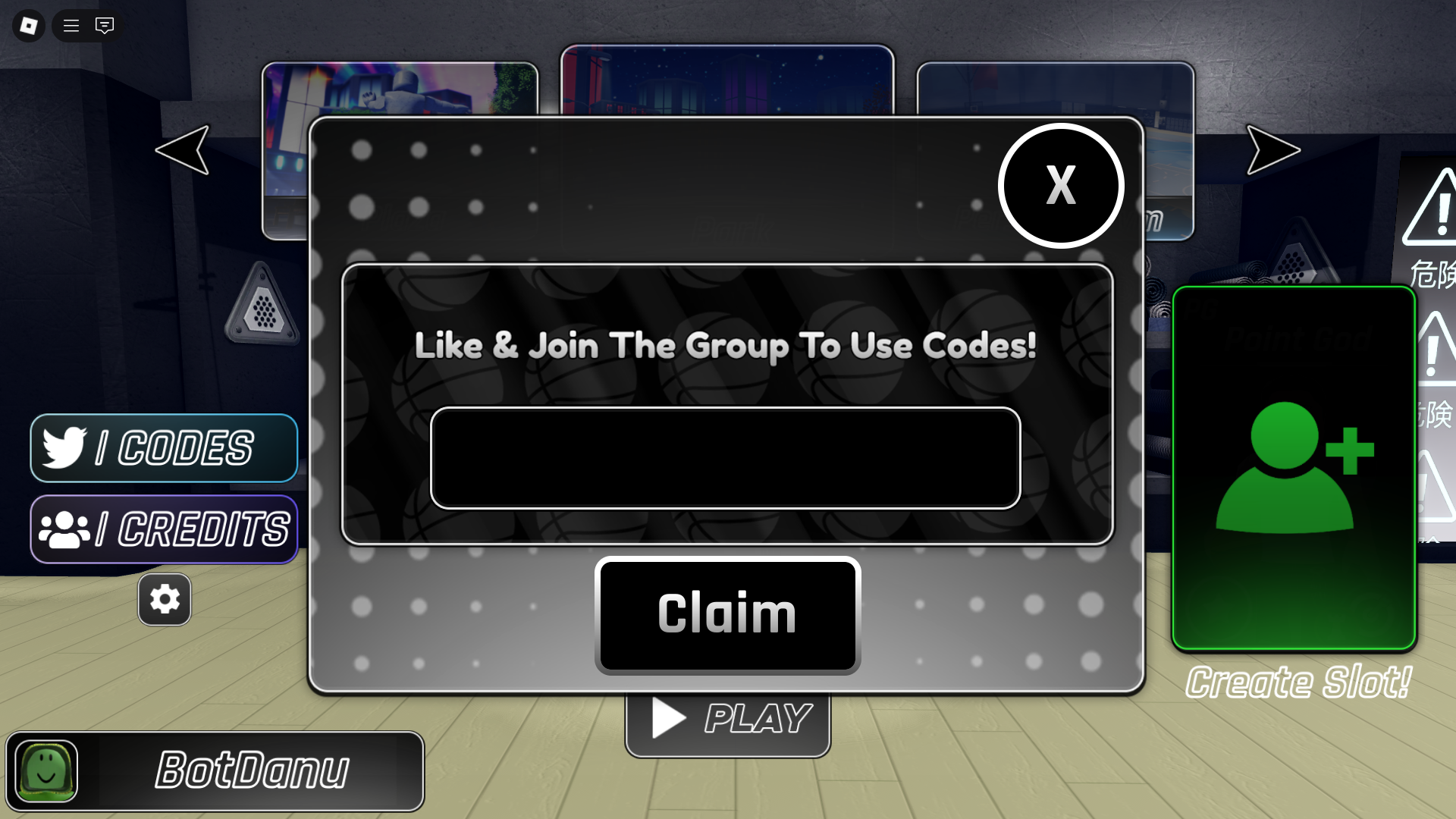 Redeeming codes for free gems (Image via Roblox Corporation)
