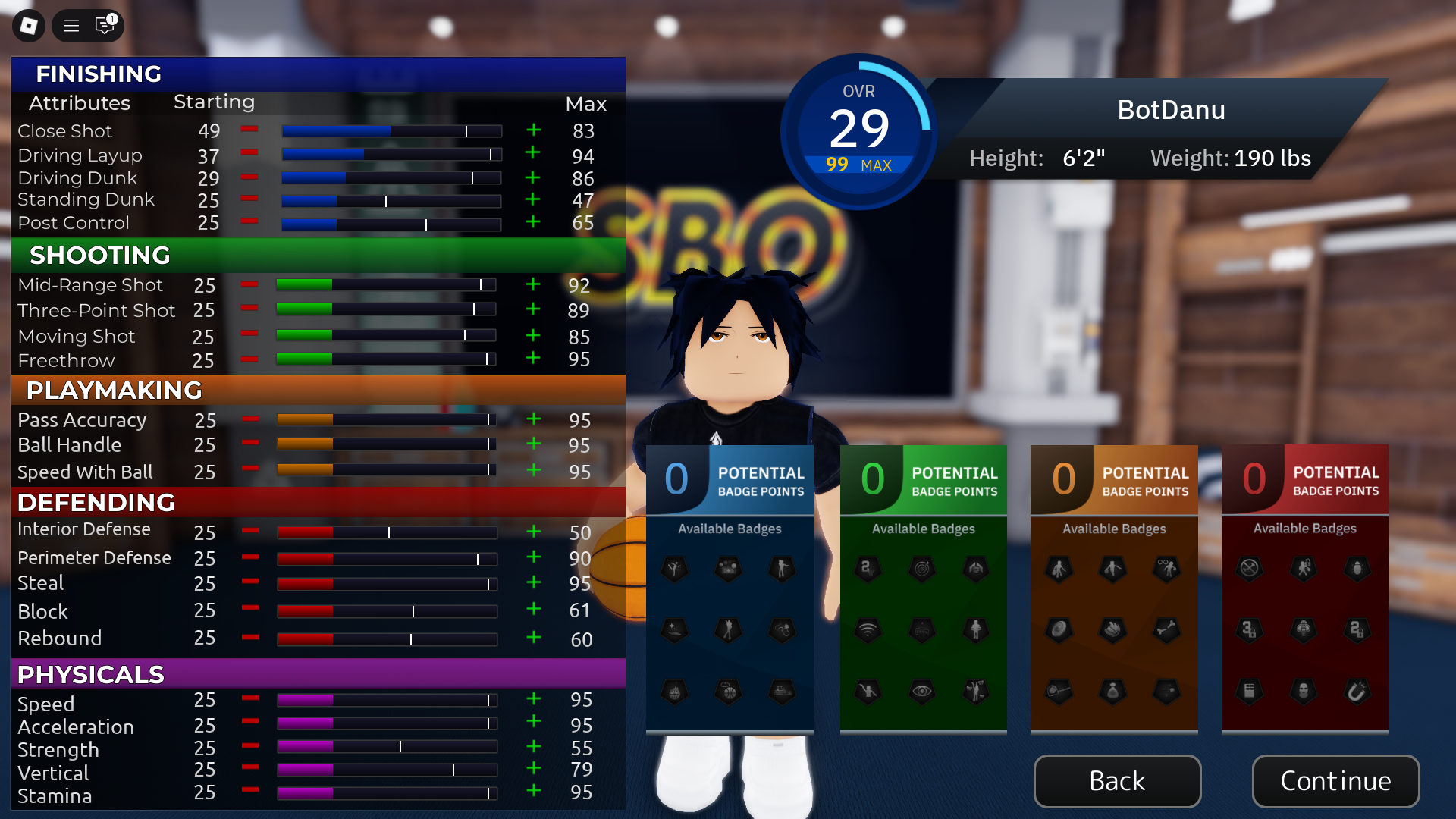 Upgrading player stats (Image via Roblox Corporation)