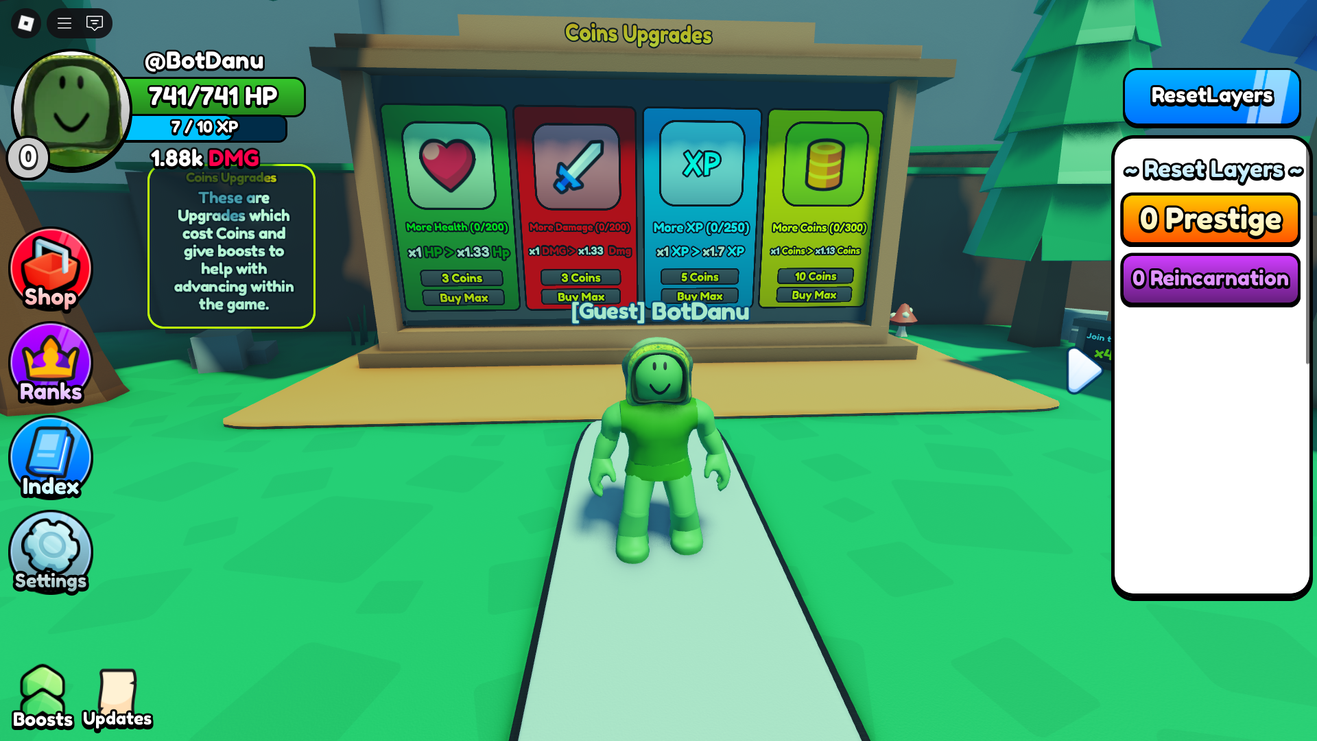 Upgrading player stats (Image via Roblox Corporation)