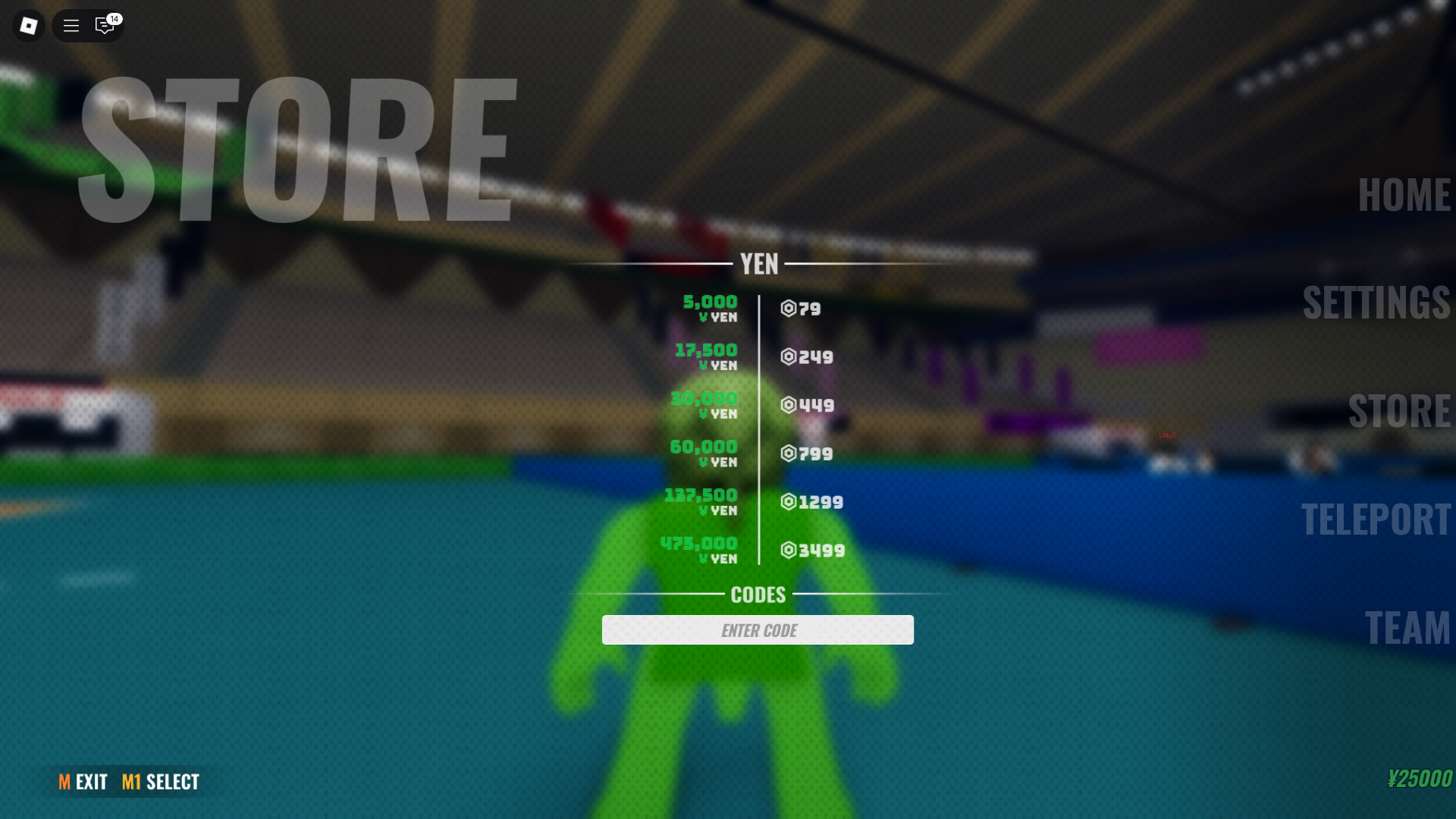 Redeeming codes for free rewards (Image via Roblox Corporation)