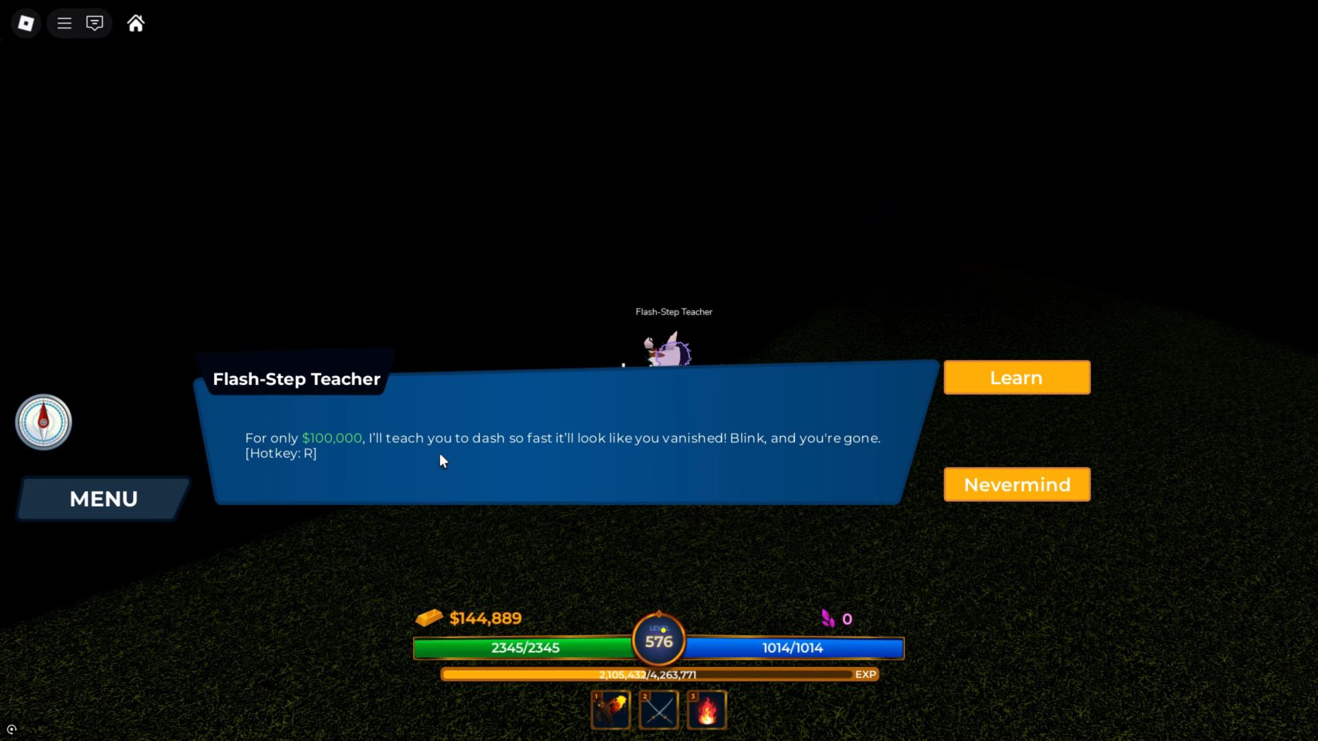 Flash step teacher (Image via Roblox)