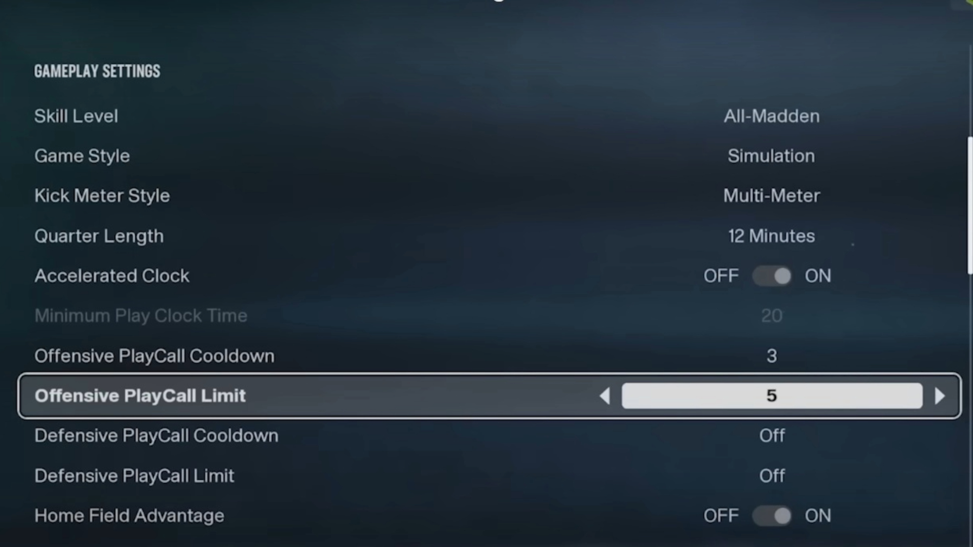 Game Style settings in Madden NFL 26