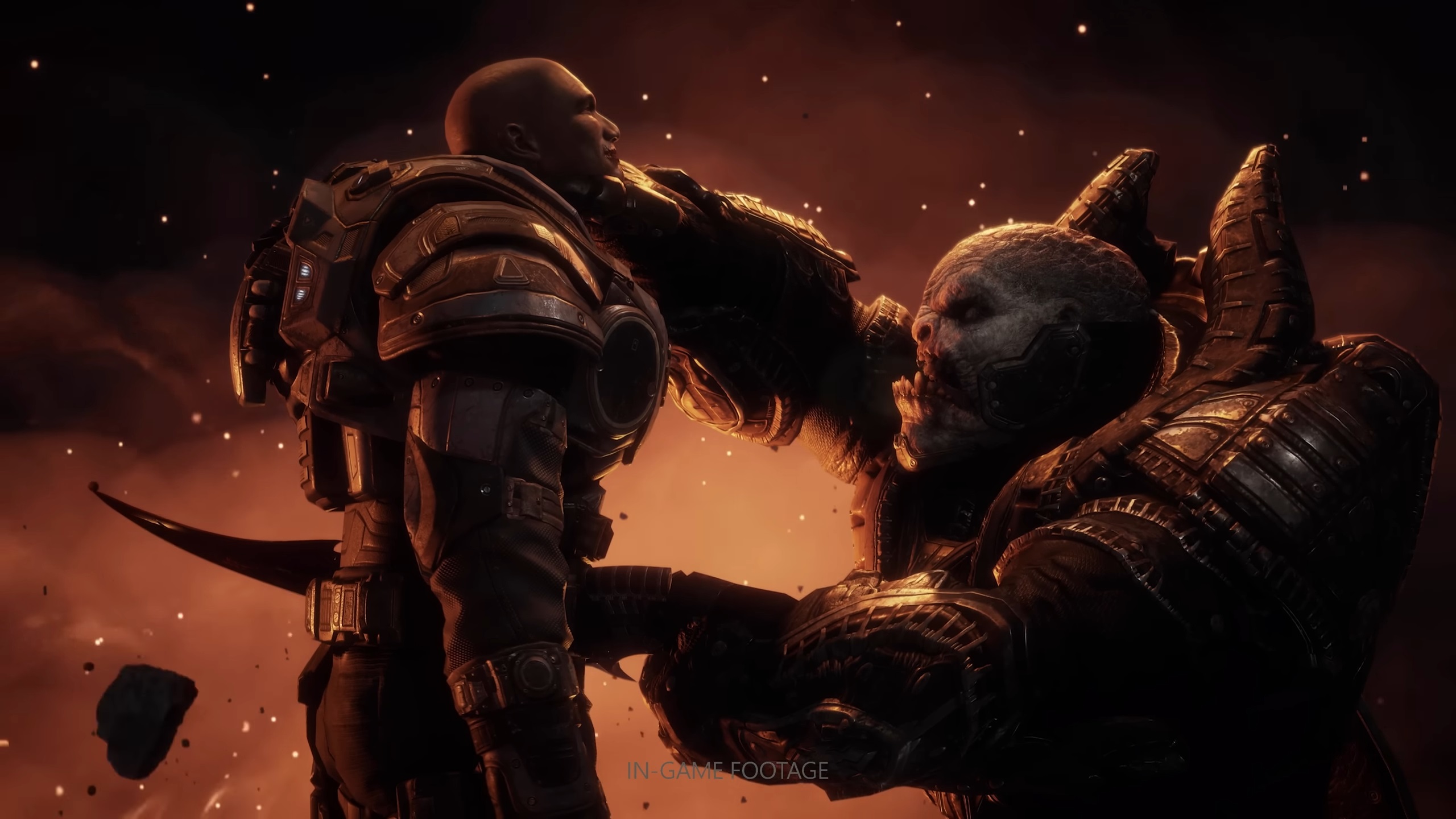 Picture of General RAAM Killing Kim in Gears of War Reloaded