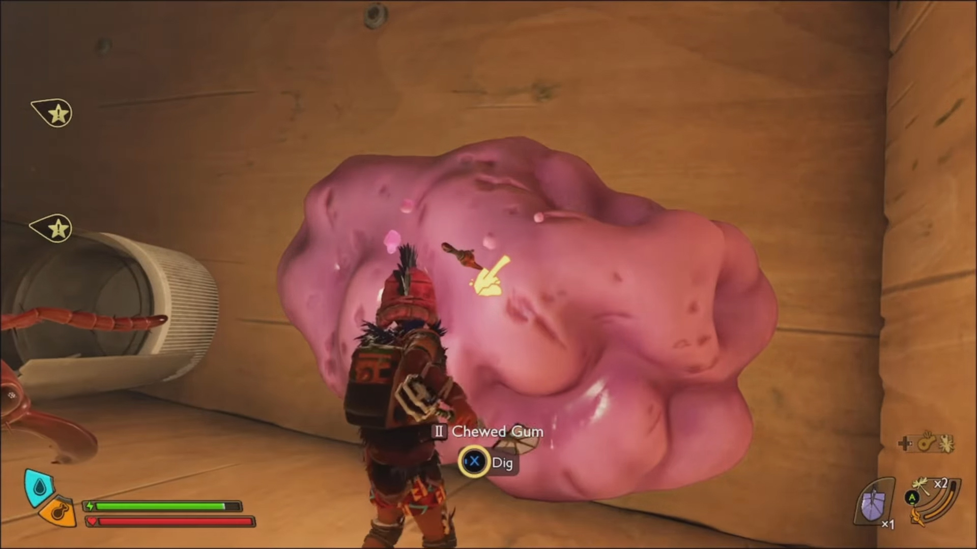 Dig the Chewed Gum to obtain the Crimson Avenger