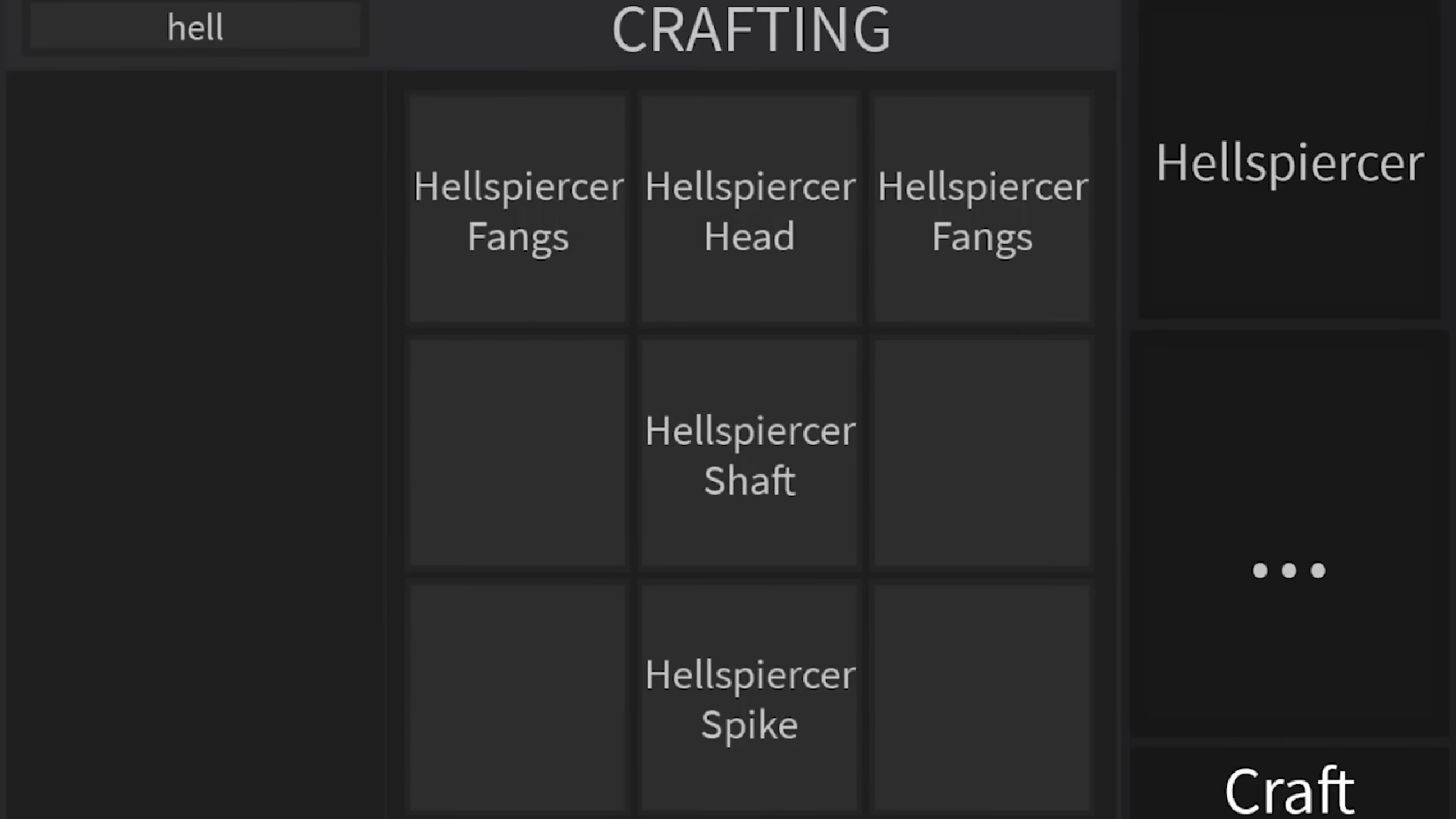 Hellspiercer crafting recipe (Image via Roblox Corporation)