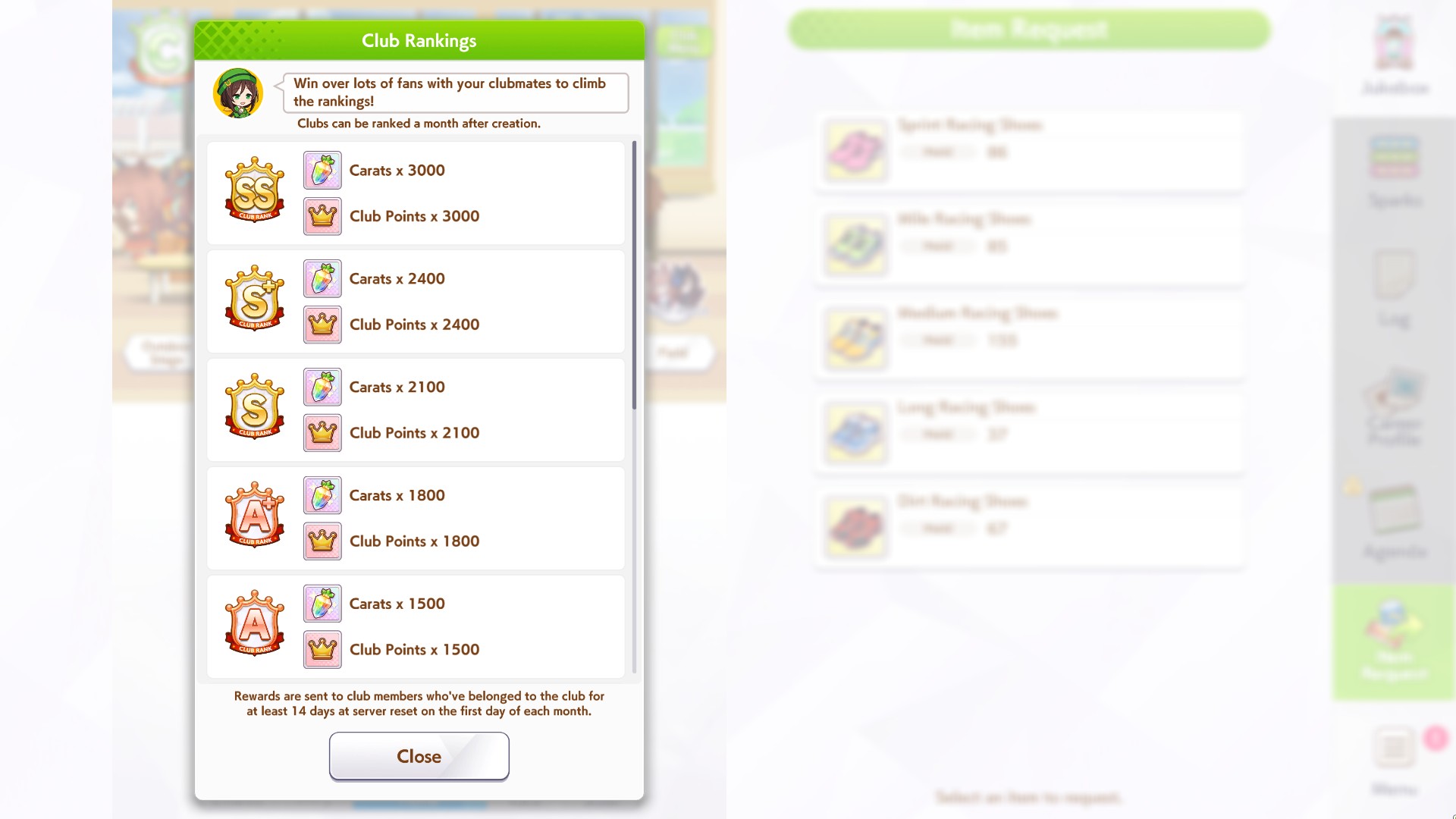 Earn greater rewards with high-ranking clubs (Image via Cygames)