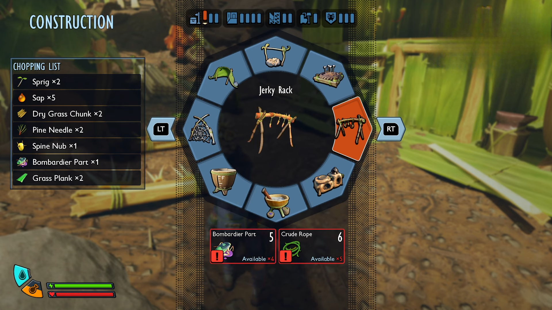 Jerky Rack in Crafting Menu. (Source: Xbox Game Studios)
