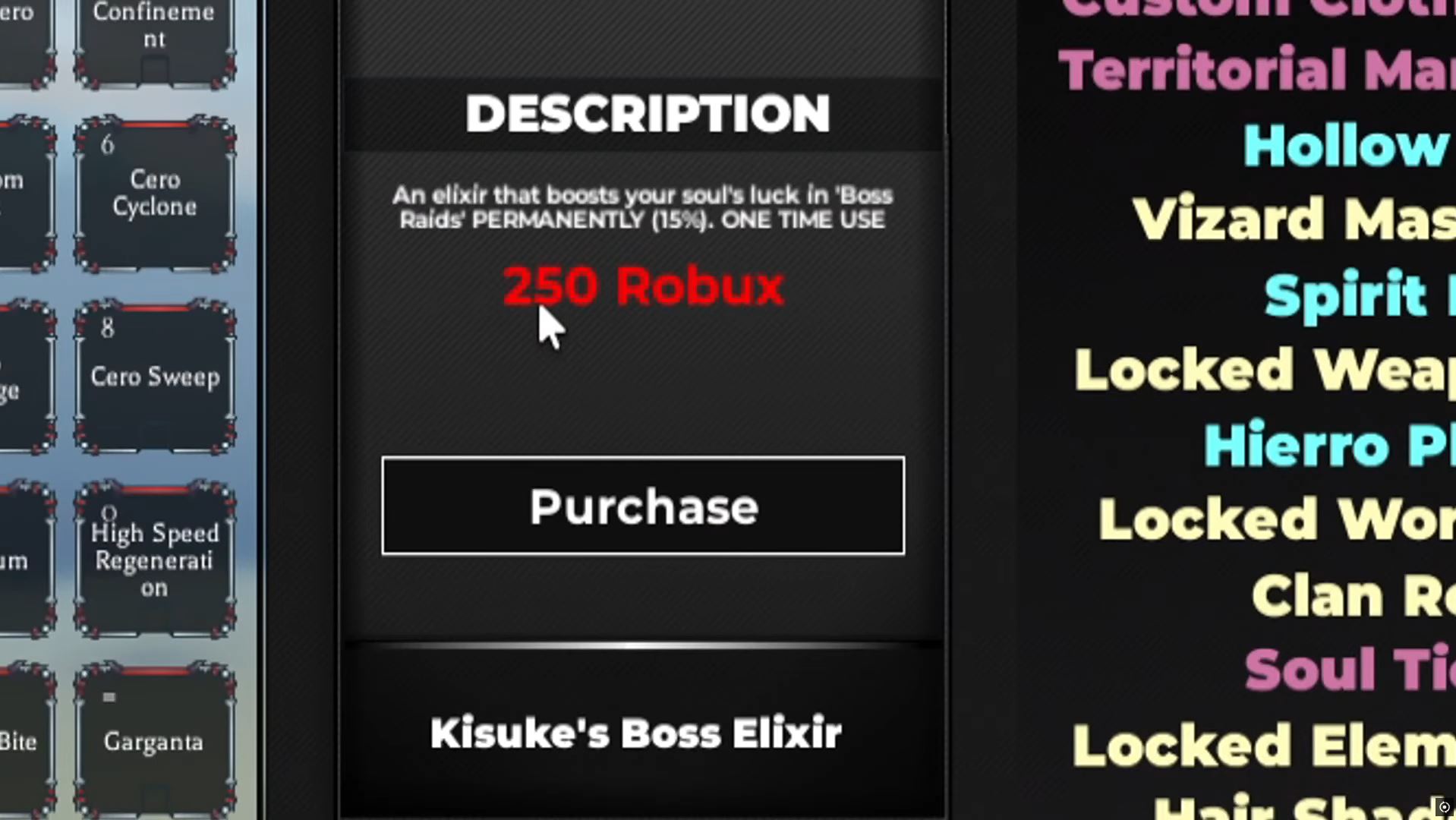 Kisuke's Boss Elixir in Type Soul (Image via Roblox)