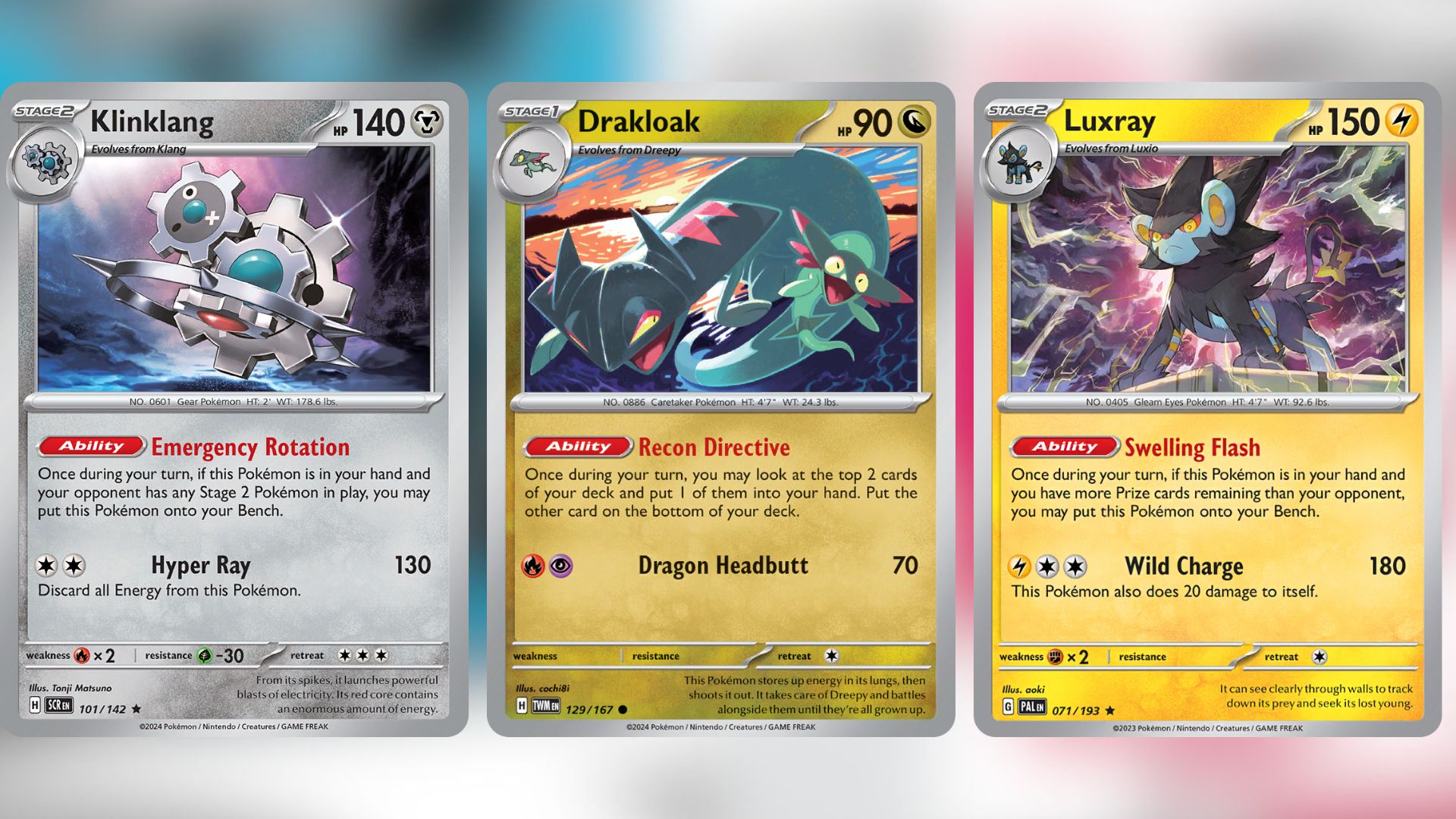 Klinklang, Drakloak, and Luxray (Image via TPC)