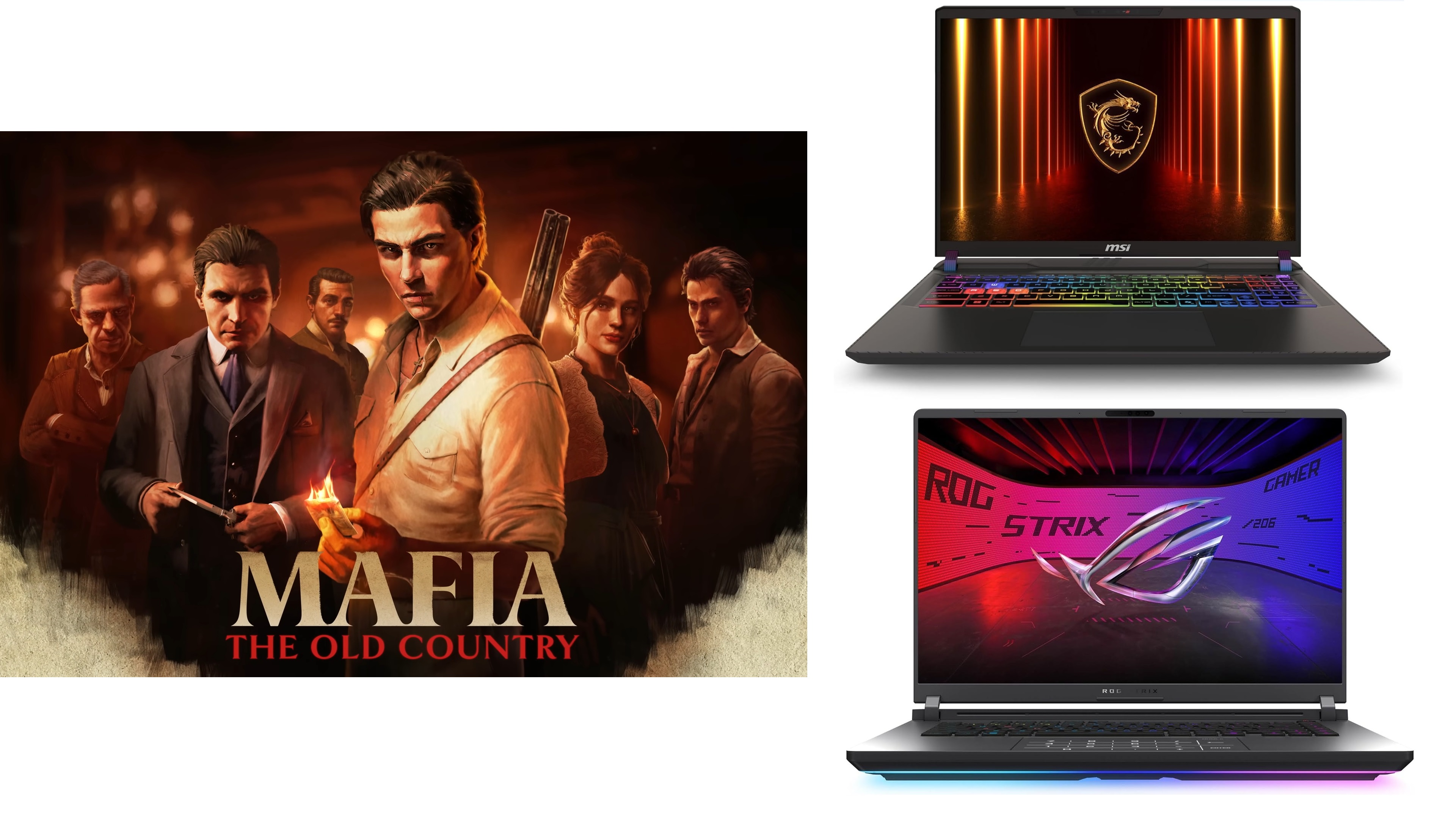 Picture of Mafia The Old Country and a collection of laptops
