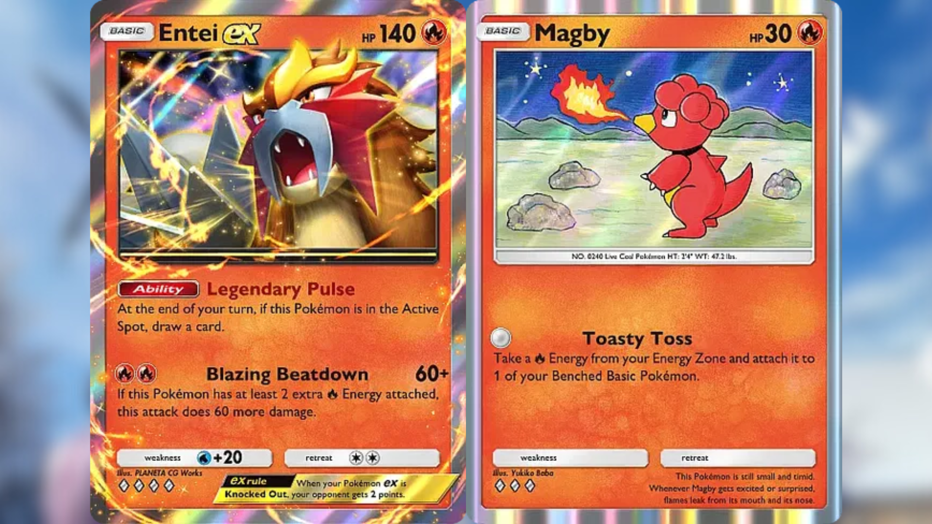 Magby can quickly power up Entei ex (Image via The Pokemon Company)