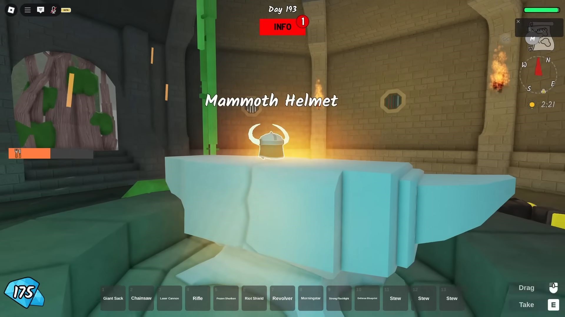 Mammoth Helmet crafted (Image via Roblox)