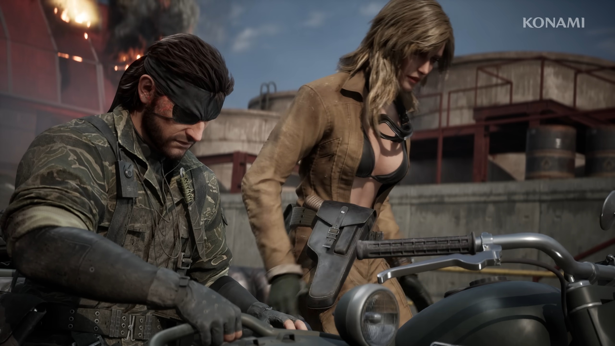 Picture of Naked Snake and Eva heading out on a bike