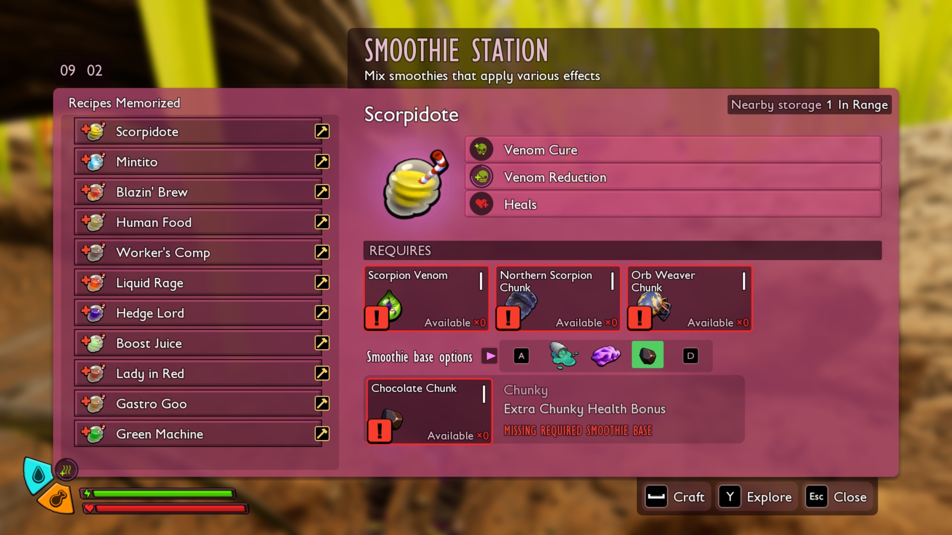 Each smoothie has different effects (Image via Xbox Game Studios | Deltias Gaming)