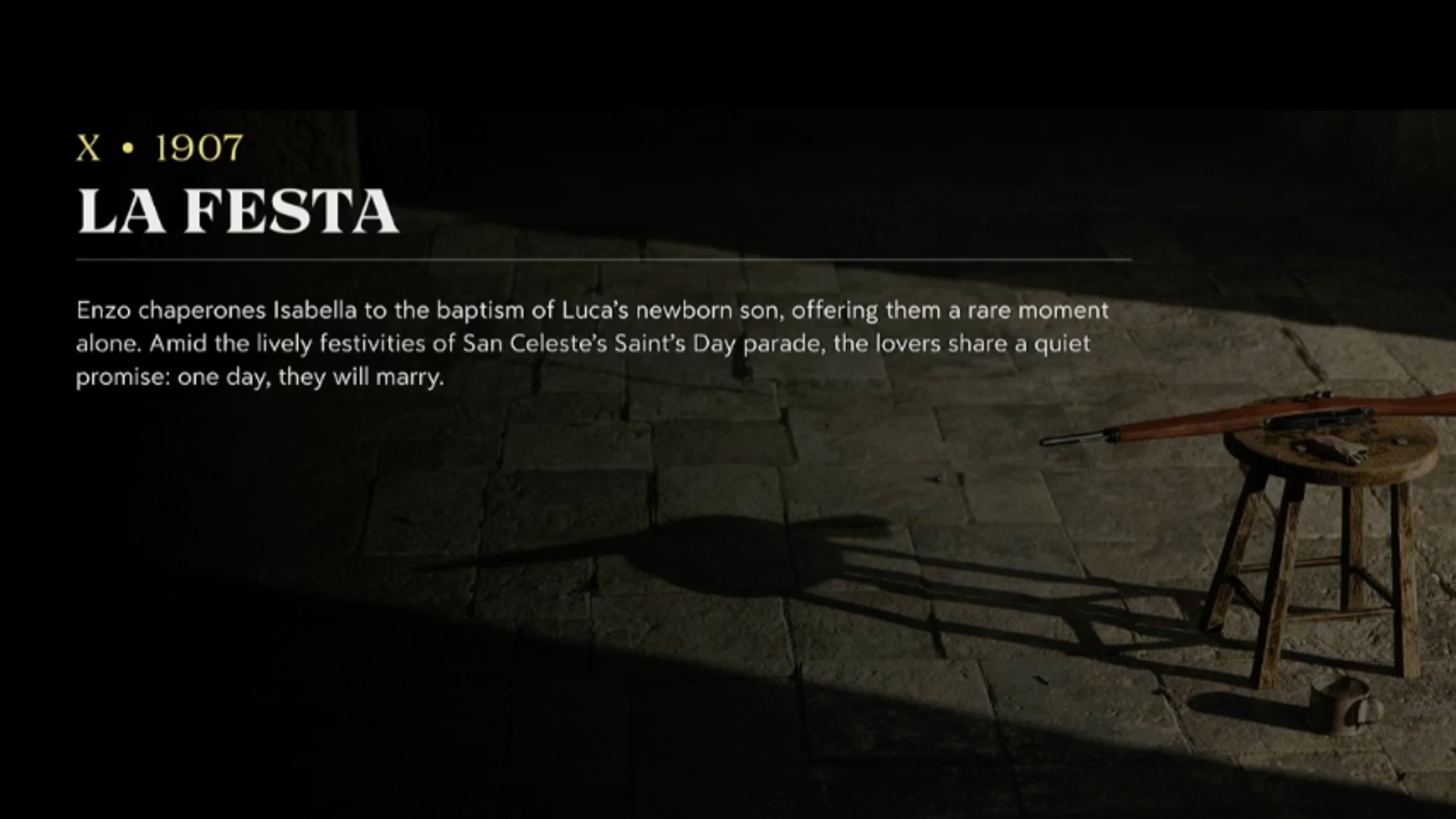 La Festa (Chapter 10) mission in the game (Image via 2K Games)