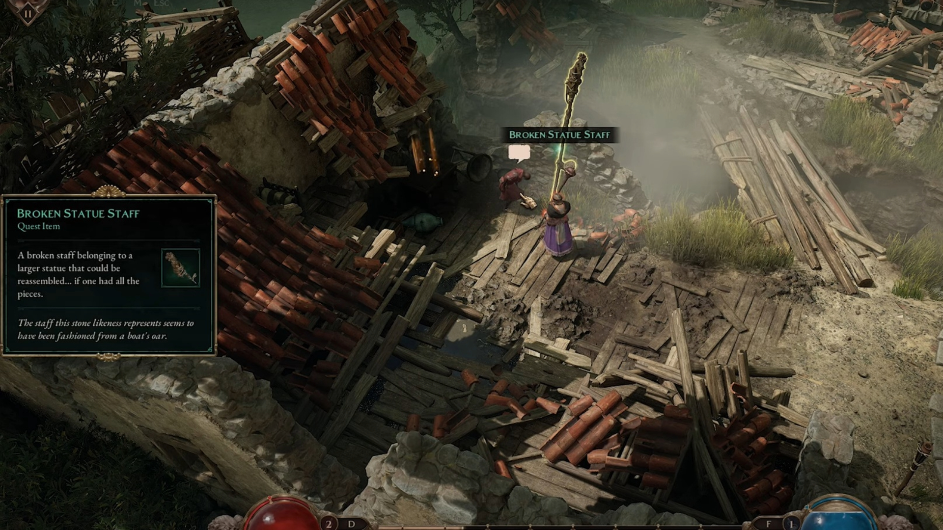 One of the broken statue parts
