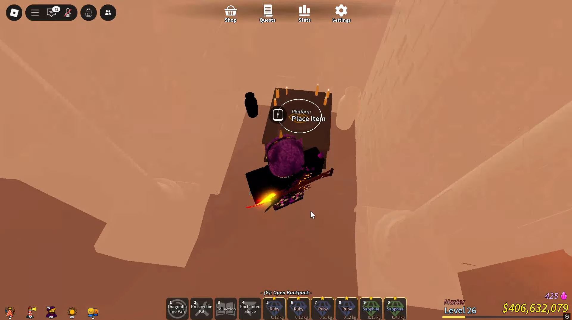 Placing Items to open the door for treasure (Image via Roblox)