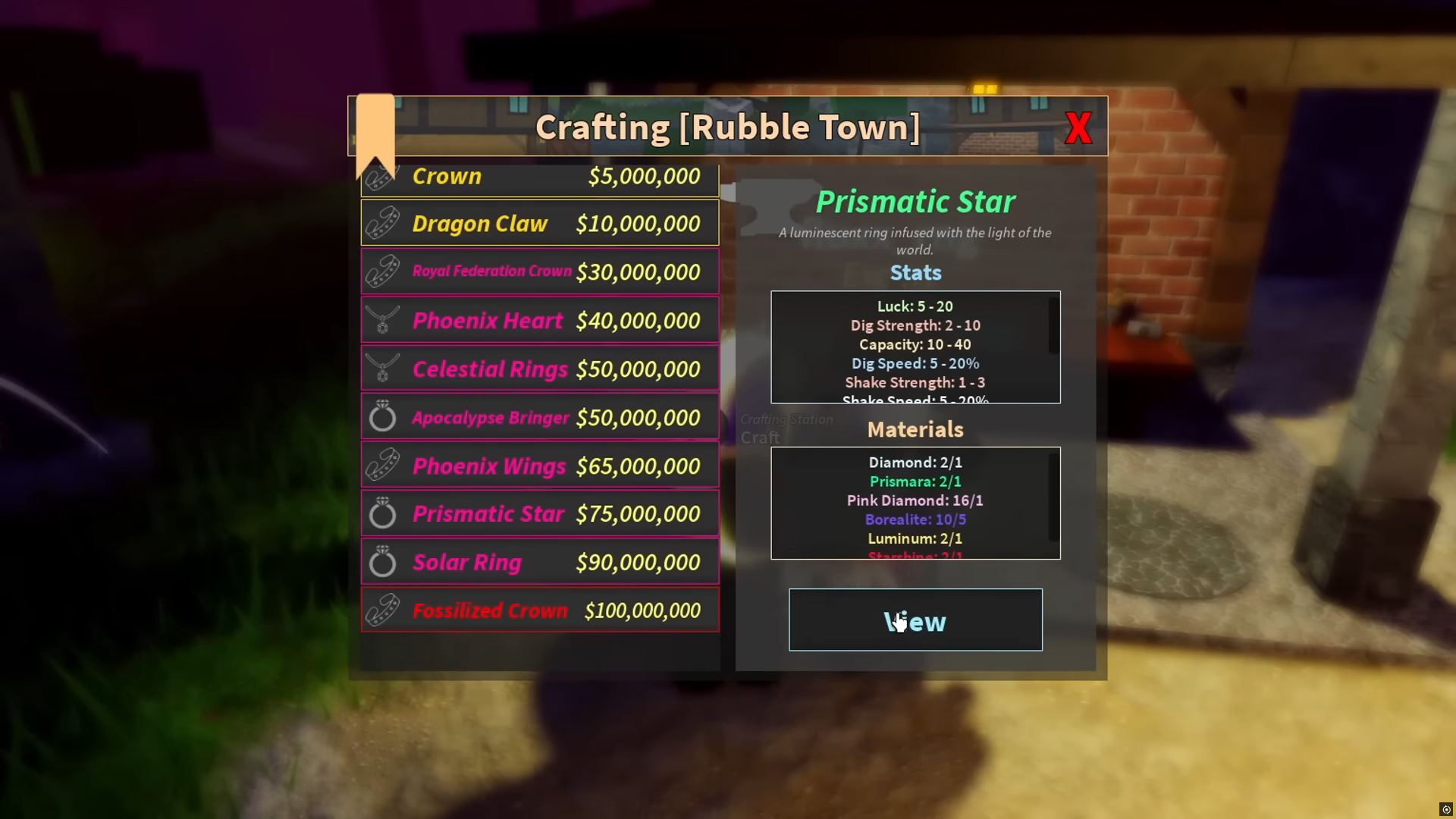 Prismatic Star in Prospecting (Image via Roblox)