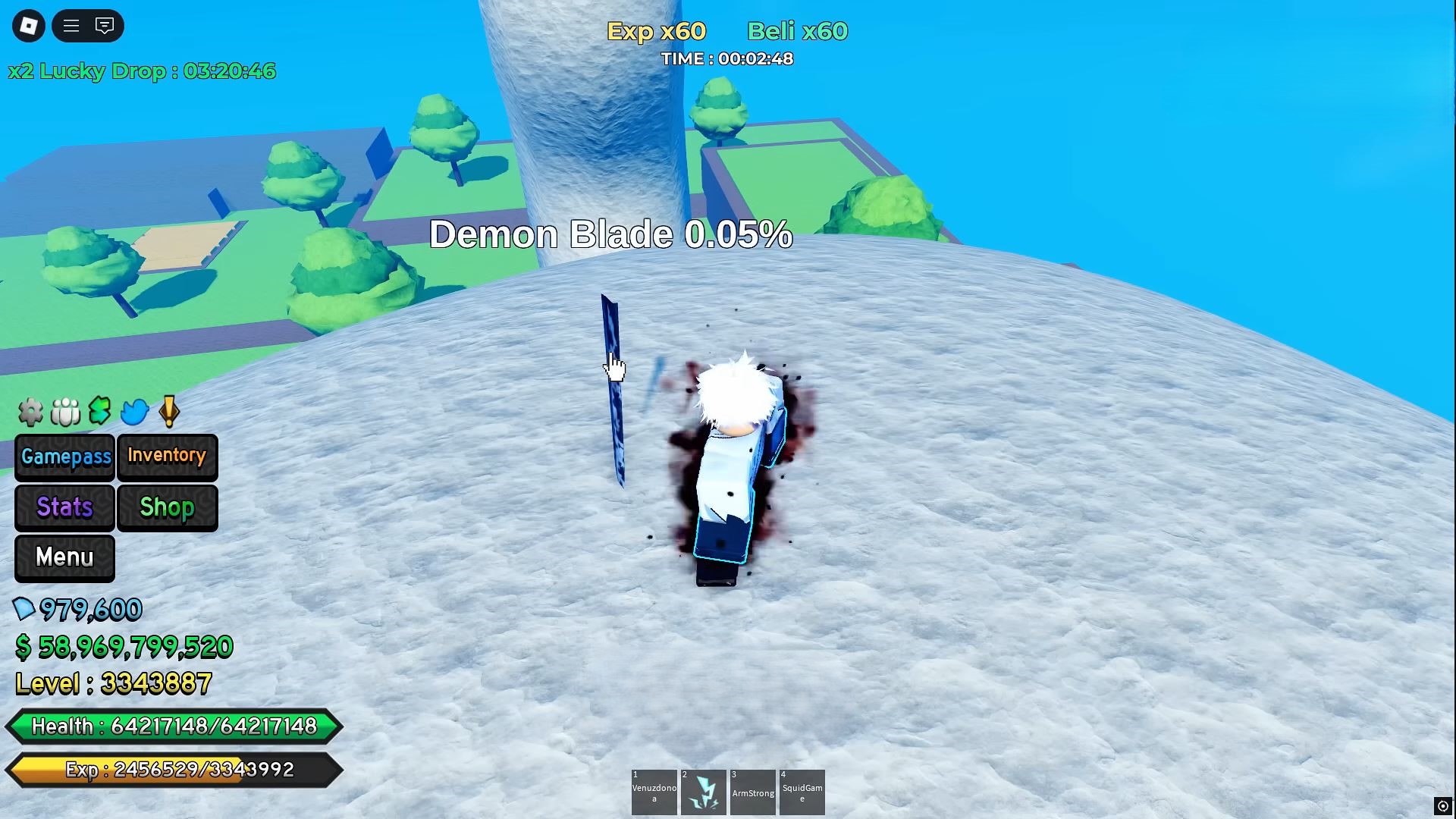 Pulling out the Demon Blade (Image via Roblox Corporation)