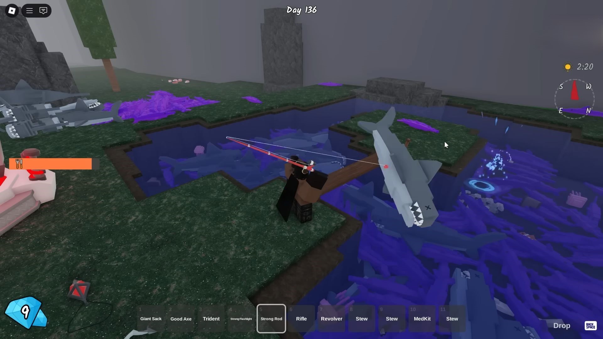 Reeling in Shark (Image via Roblox)