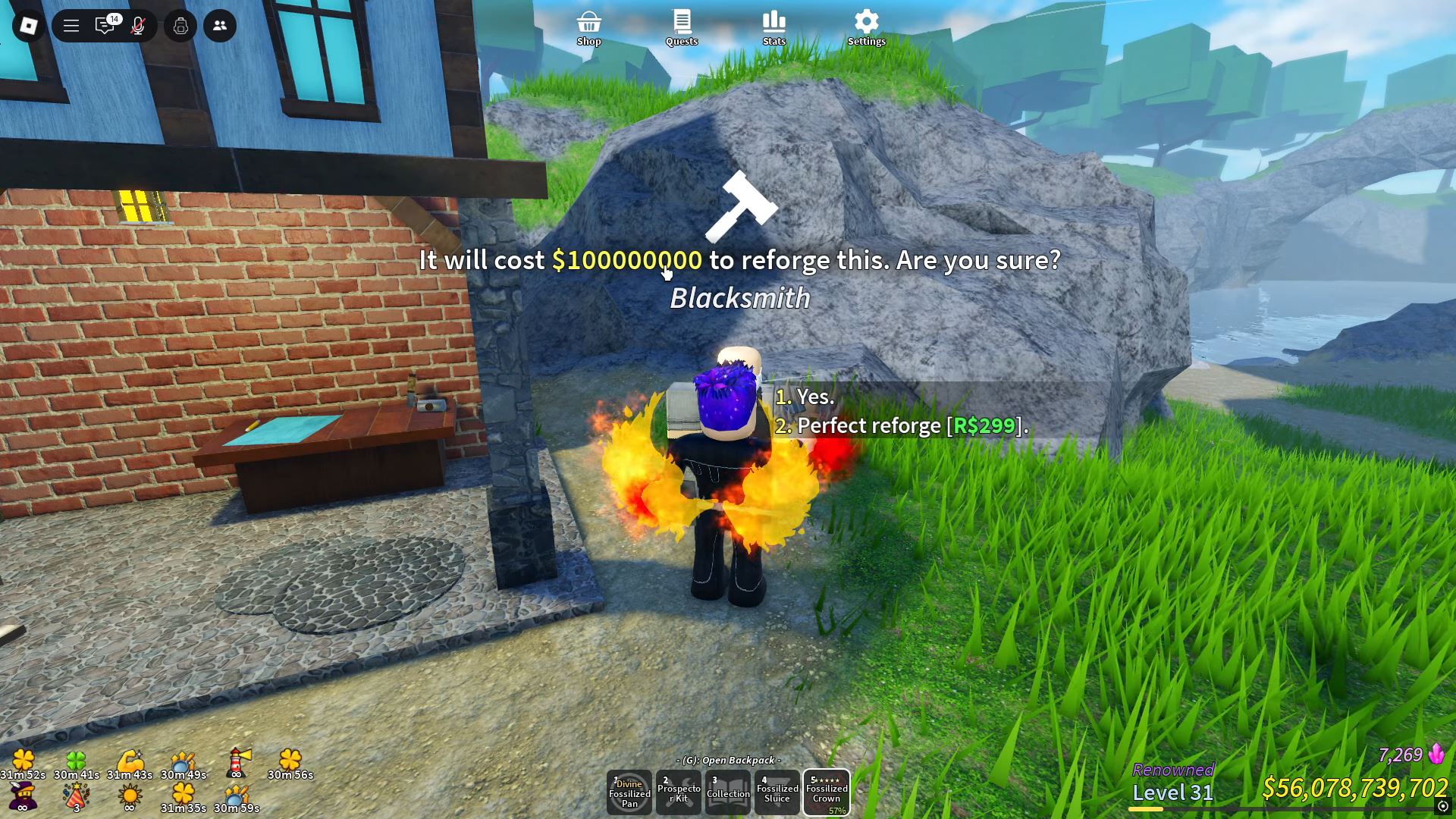 Reforging Fossilized Crown (Image via Roblox)