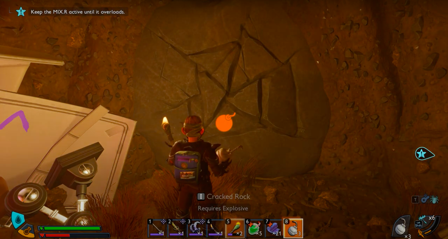 Thorw a bomb at the wall (Image via Xbox Game Studios | WoW Quests/YouTube)