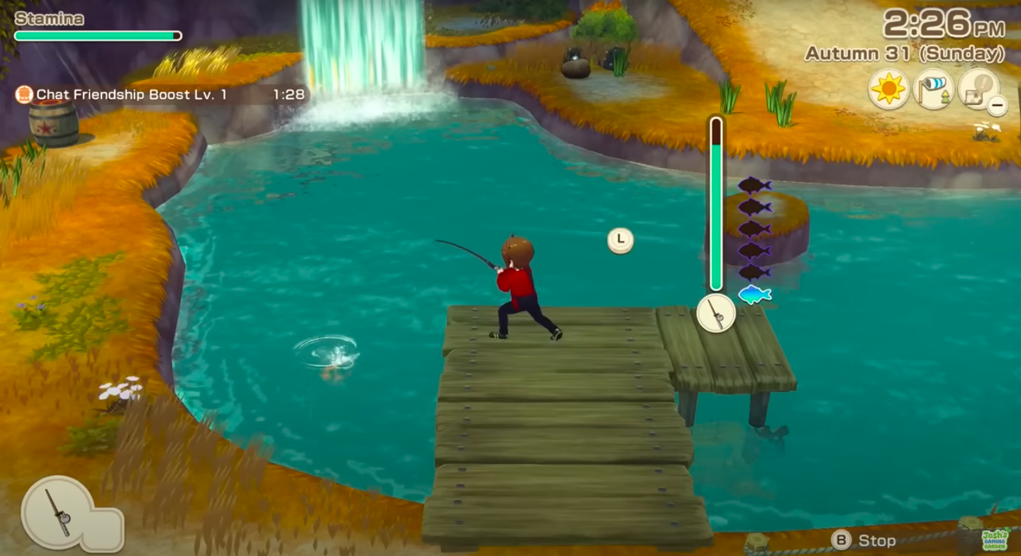 Fishing mini-game (Image via XSEED Games | Josh's Gaming Garden/YouTube)