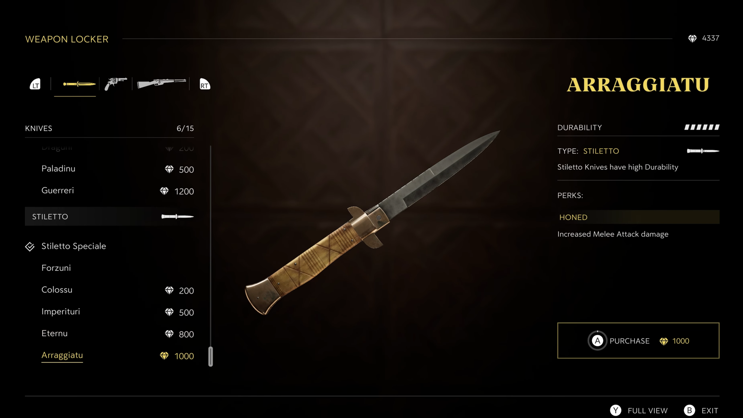 List of all knives (Image via 2K Games)