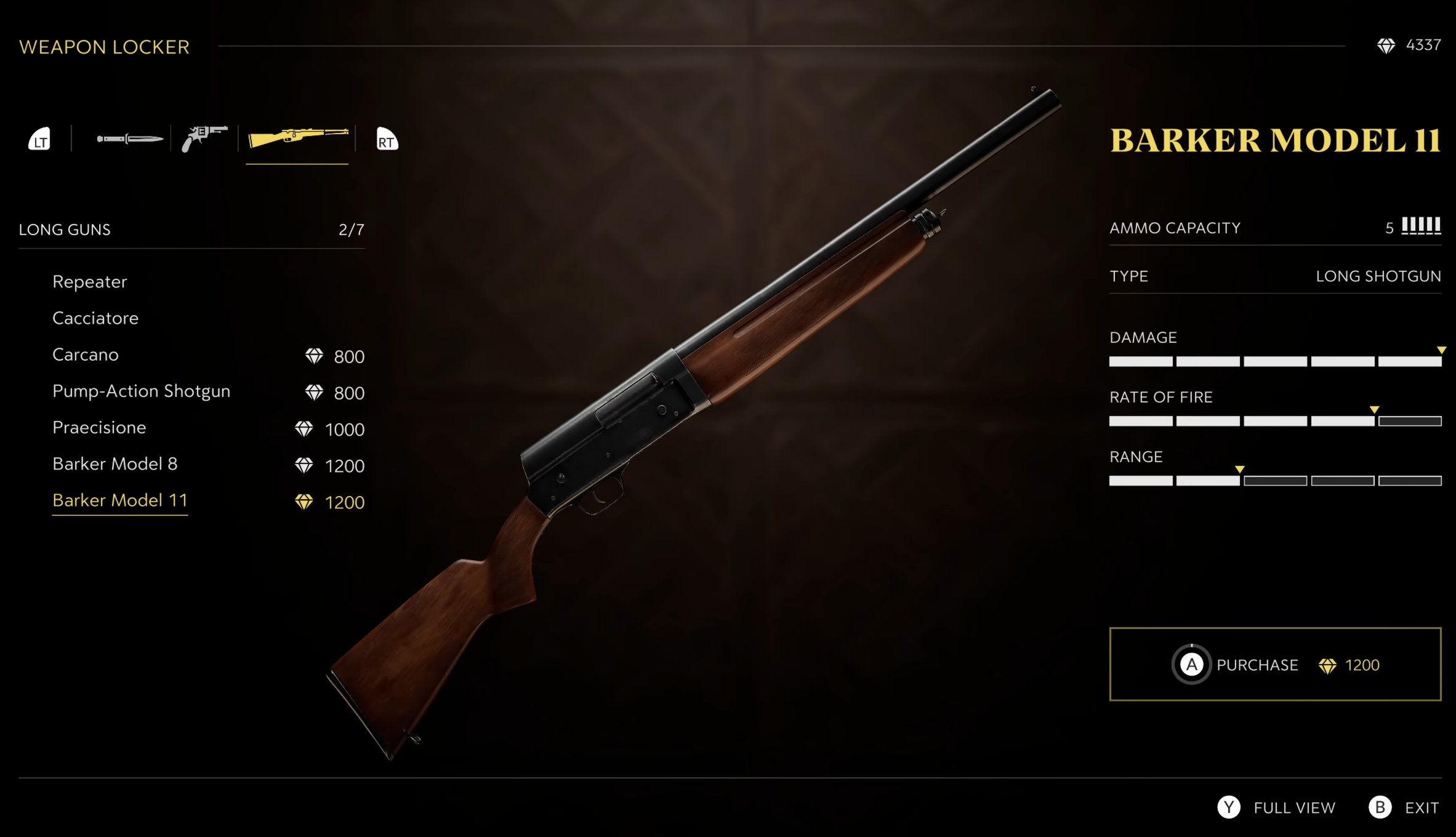 List of all shotguns (Image via 2K Games)